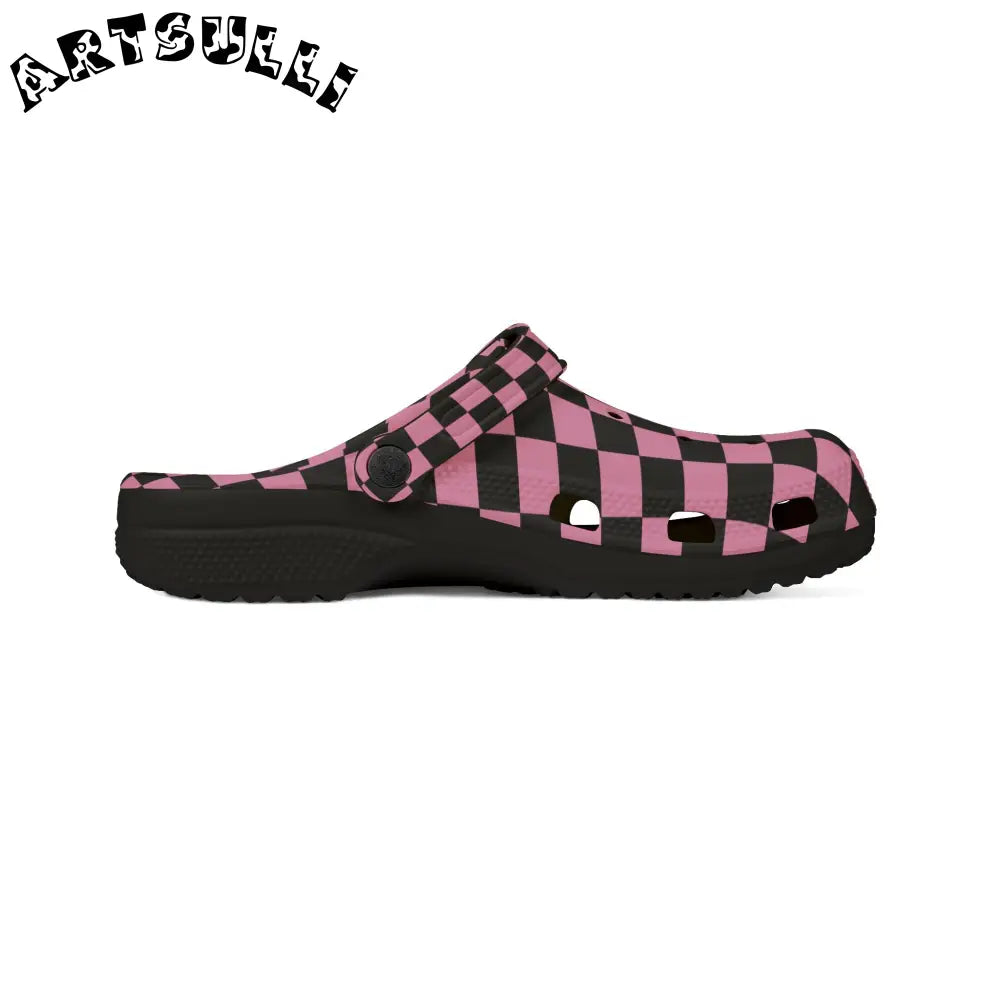 JAKKOUTTHEBXX Checkerboard Black and Pink EVA Foam Rubber Shoes