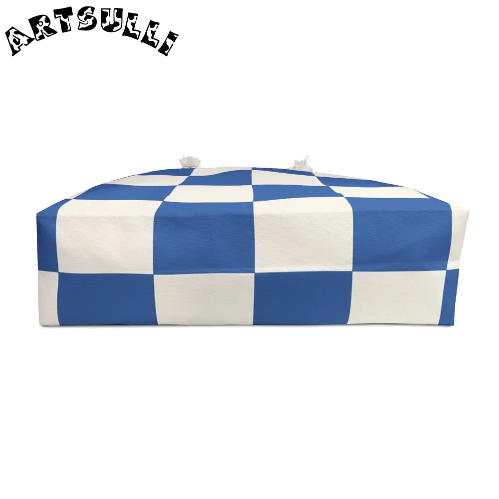 JAKKOUTTHEBXX Checkerboard Blue Weekender Bag JAKKOUTTHEBXX Artsulli