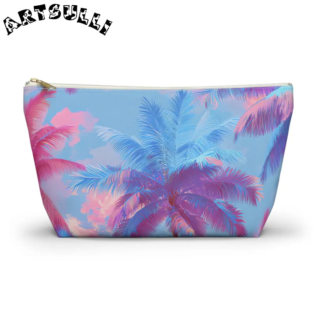 JAKKOUTTHEBXX Ethereal Pastel Palms II Blue and Pink Accessory Pouch