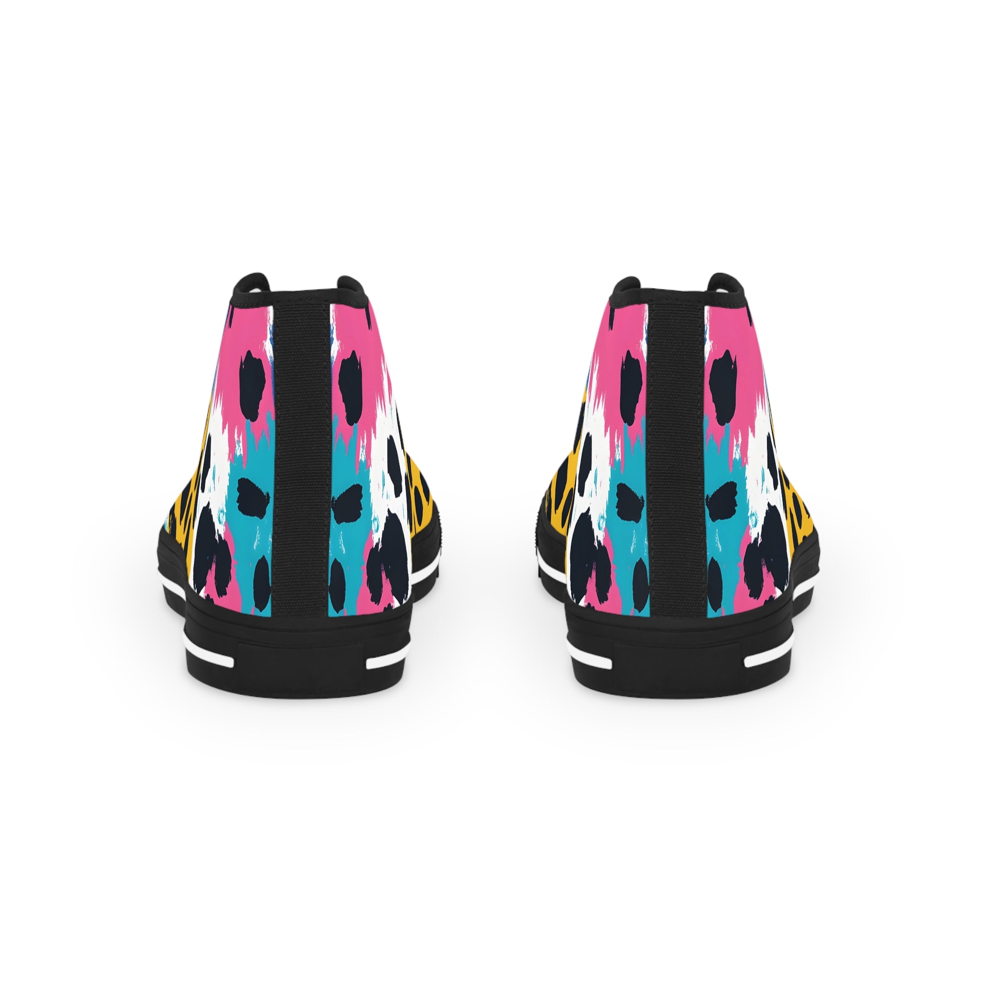 Leopard Print x Paint Brush Strokes Multi-Color Men's High Top Sneakers, Artsulli - Art is Long, Life is Short, Shoes, , , , , , , 
