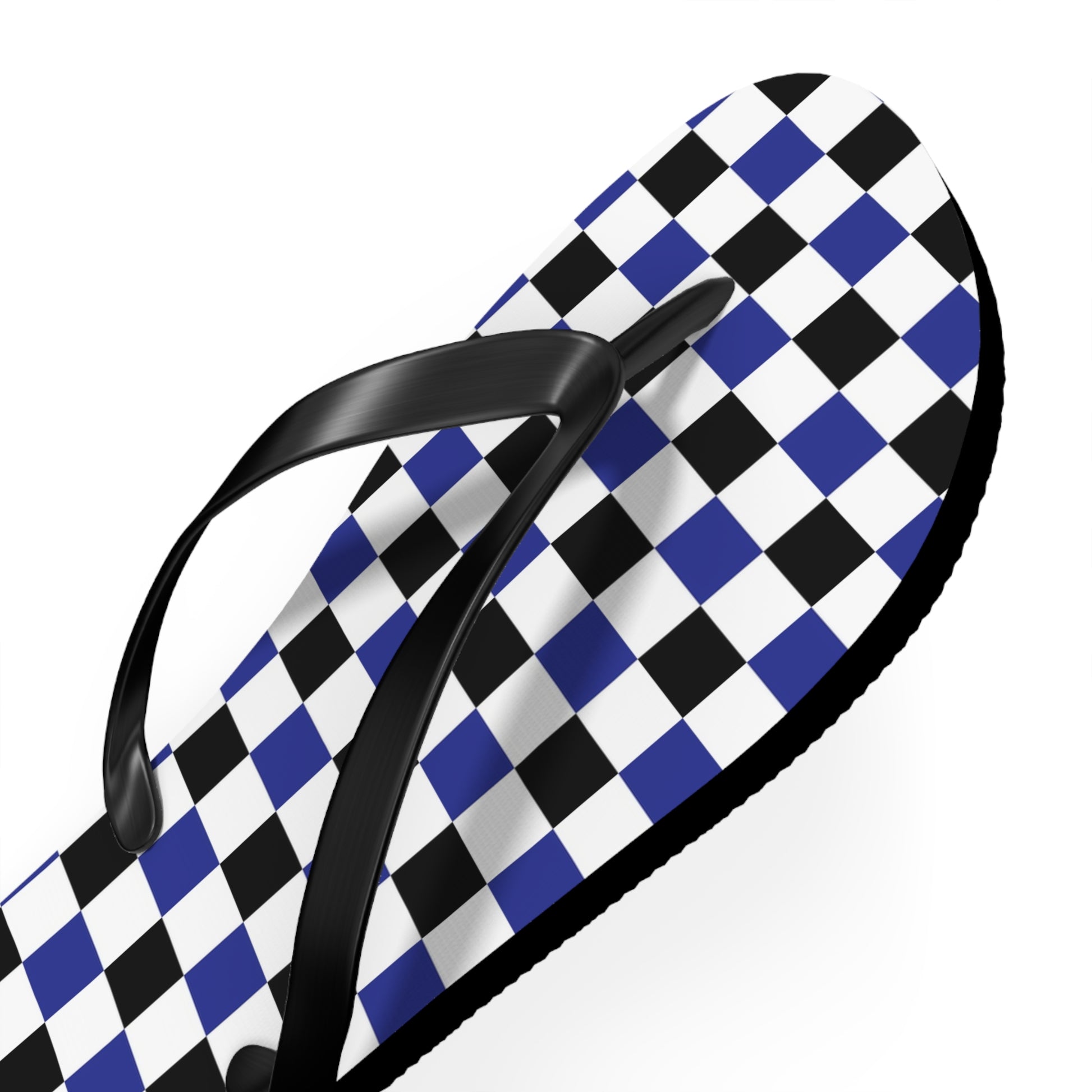 Checkerboard Blue White and Black Flip Flops, Artsulli - Art is Long, Life is Short, Shoes, , , , , , , 