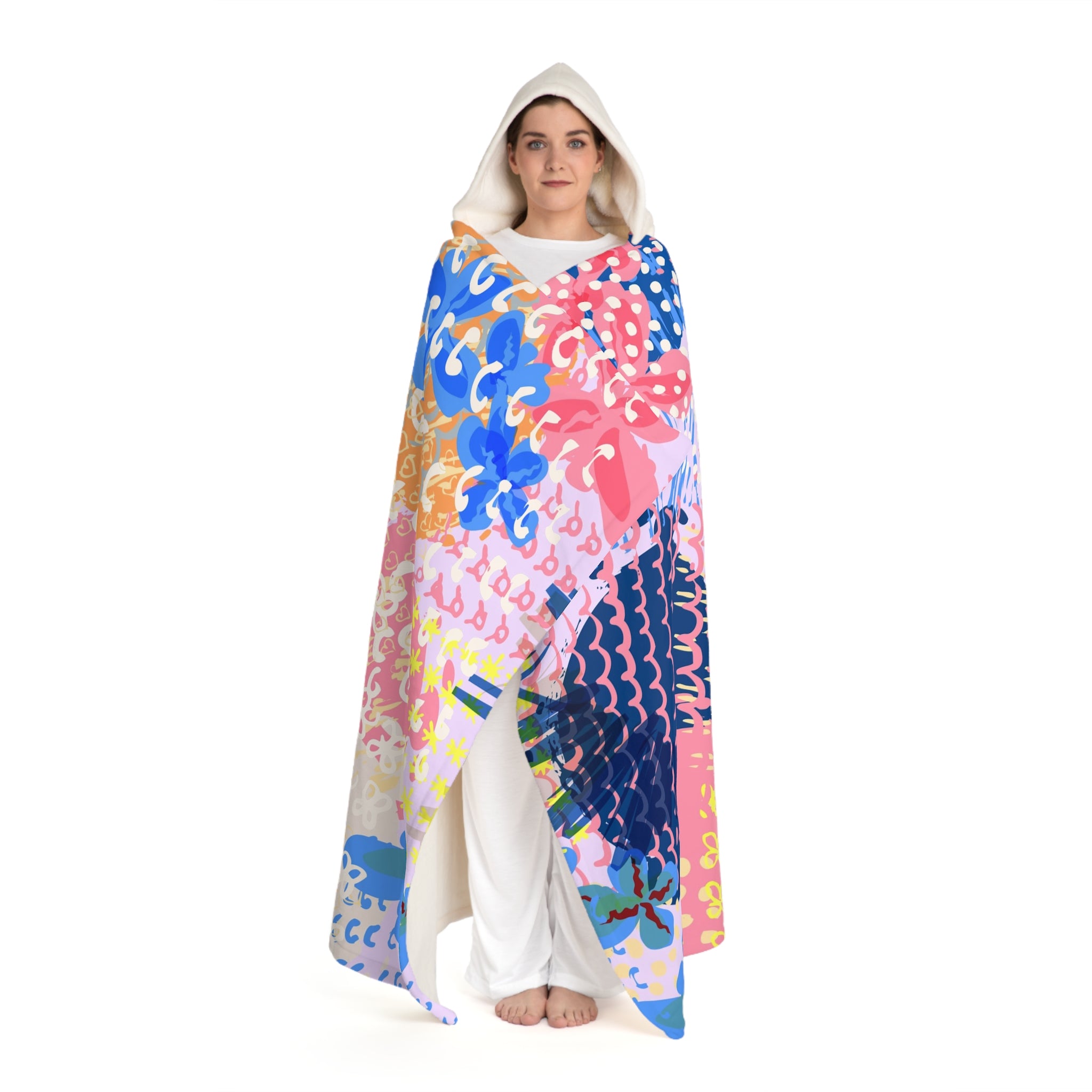 Copy of Flowers x Doodles x Hearts II Multi-Color Hooded Sherpa Fleece Blanket, Artsulli - Art is Long, Life is Short, All Over Prints, , , , , , , 