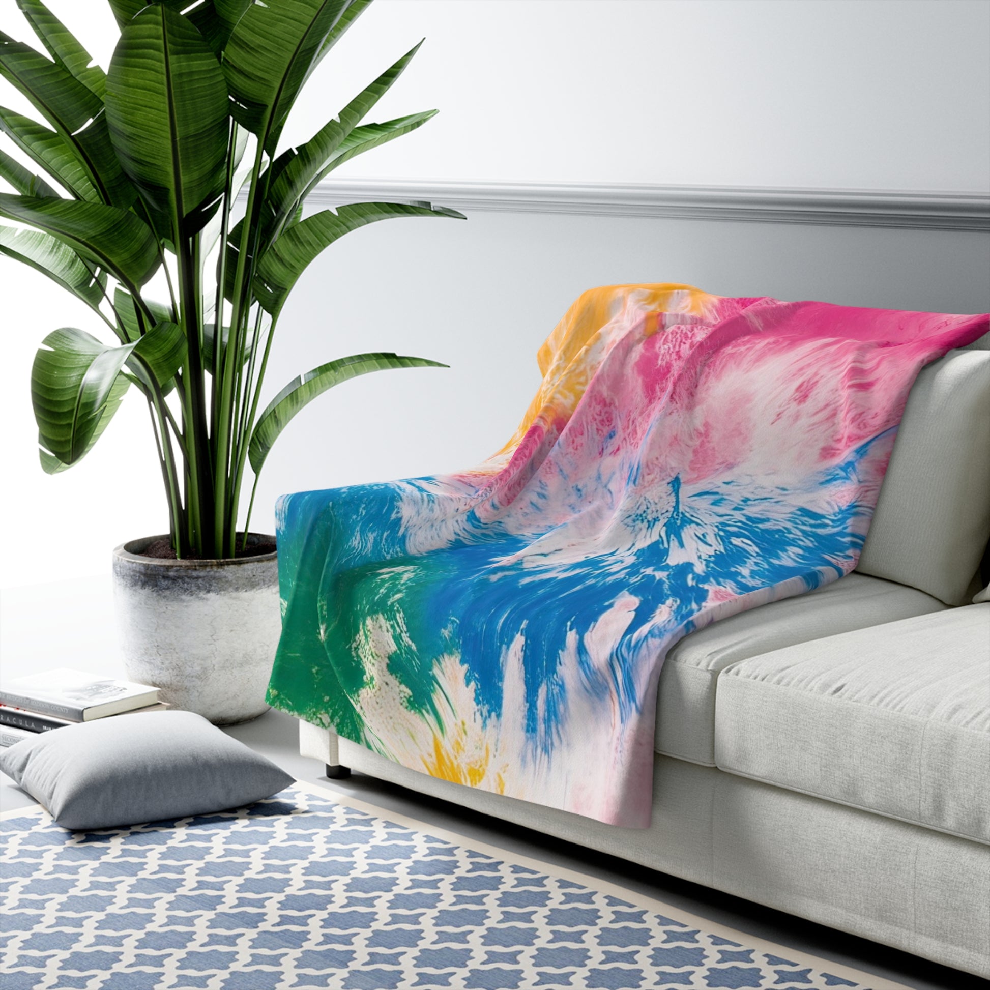 Tie Dye Splash Sherpa Fleece Blanket, Artsulli - Art is Long, Life is Short, Home Decor, , , , , , , 