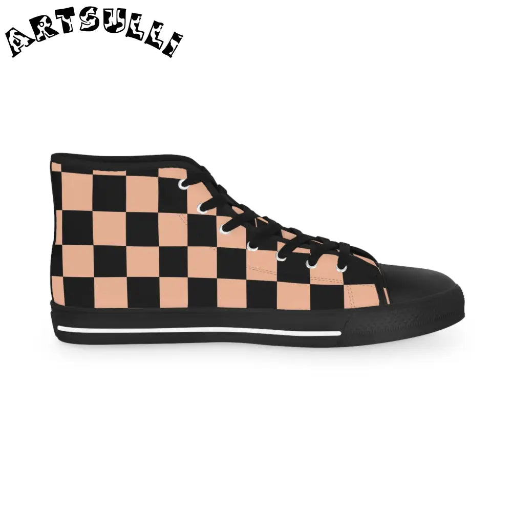 JAKKOUTTHEBXX Checkerboard Soft Orange and Black Men’s High Top