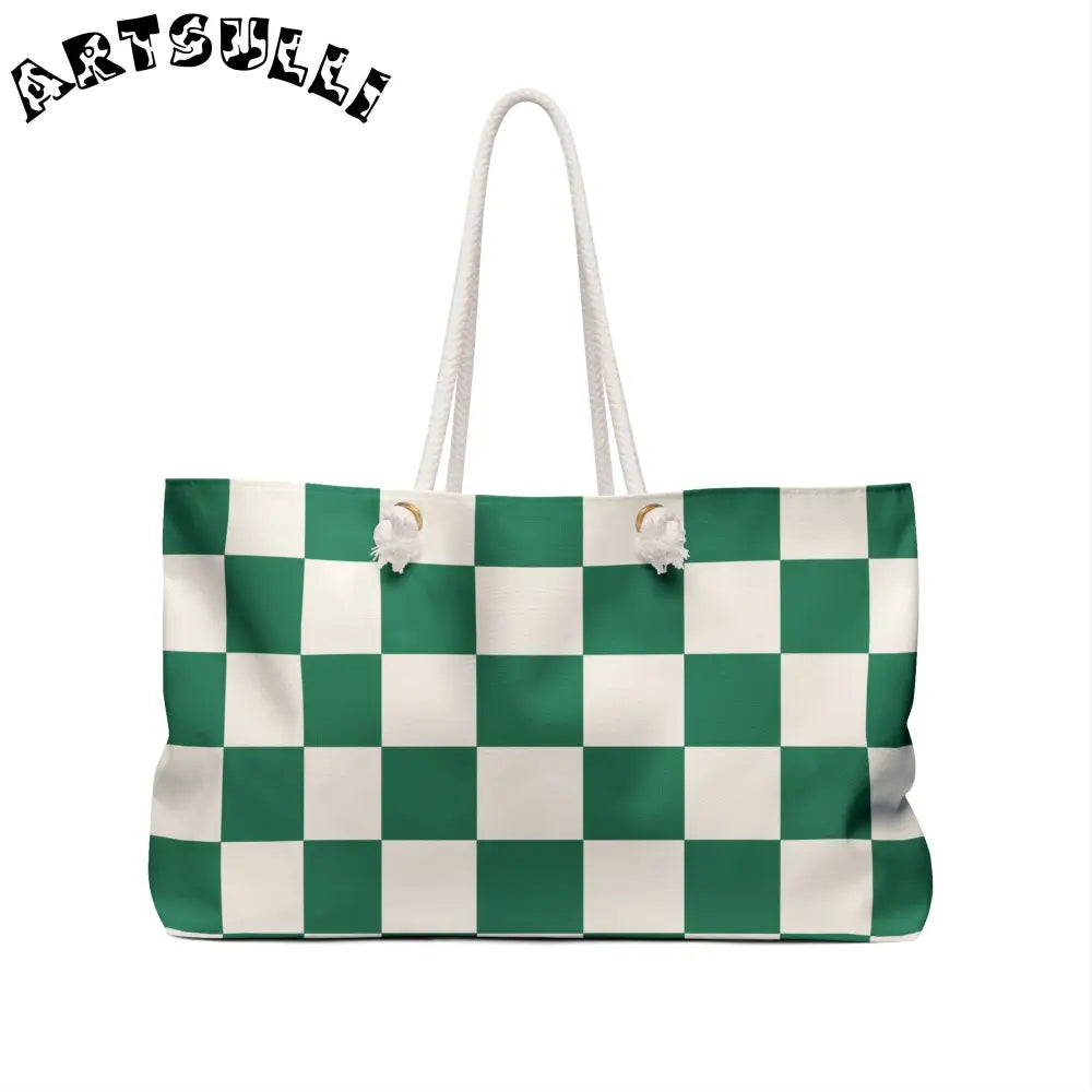 JAKKOUTTHEBXX Checkerboard II Dark Green Weekender Bag JAKKOUTTHEBXX