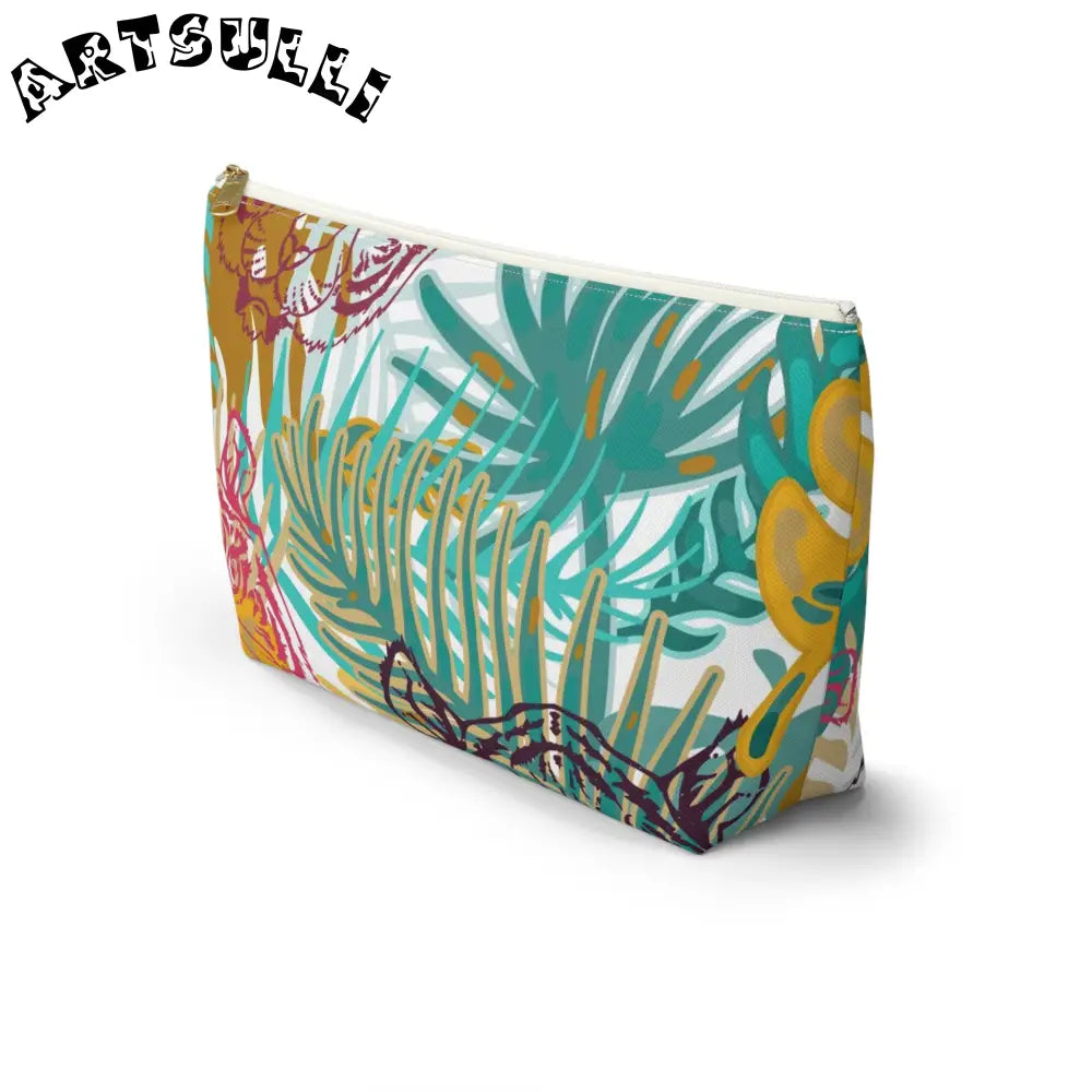 JAKKOUTTHEBXX Tropical Jungle Tigers Brown and Green Accessory Pouch