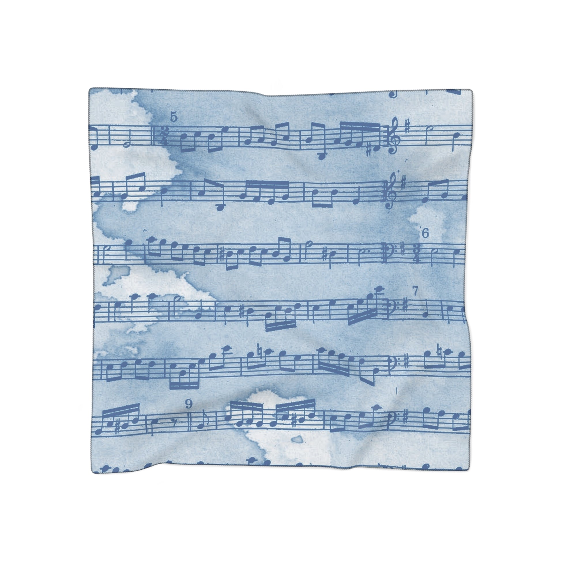 Drip Spill Type Beat Sheet Music Blue Poly Scarf, Artsulli - Art is Long, Life is Short, Accessories, Color, Poly chiffon, Size, 50" × 50", , , 33312078319364941688