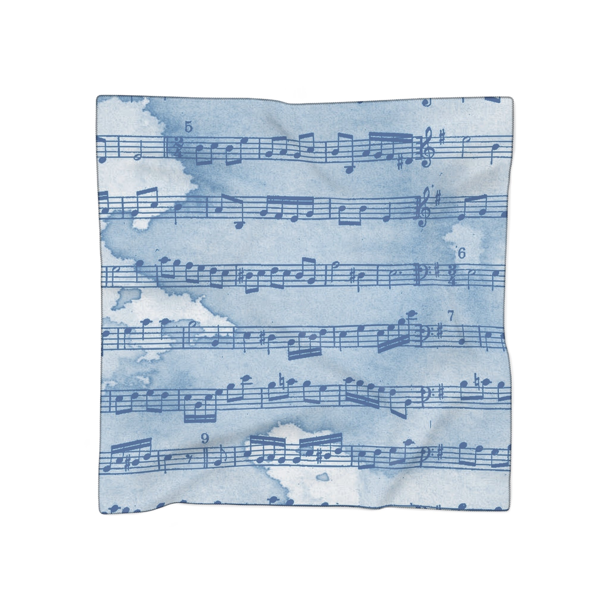 Drip Spill Type Beat Sheet Music Blue Poly Scarf, Artsulli - Art is Long, Life is Short, Accessories, Color, Poly chiffon, Size, 50" × 50", , , 33312078319364941688