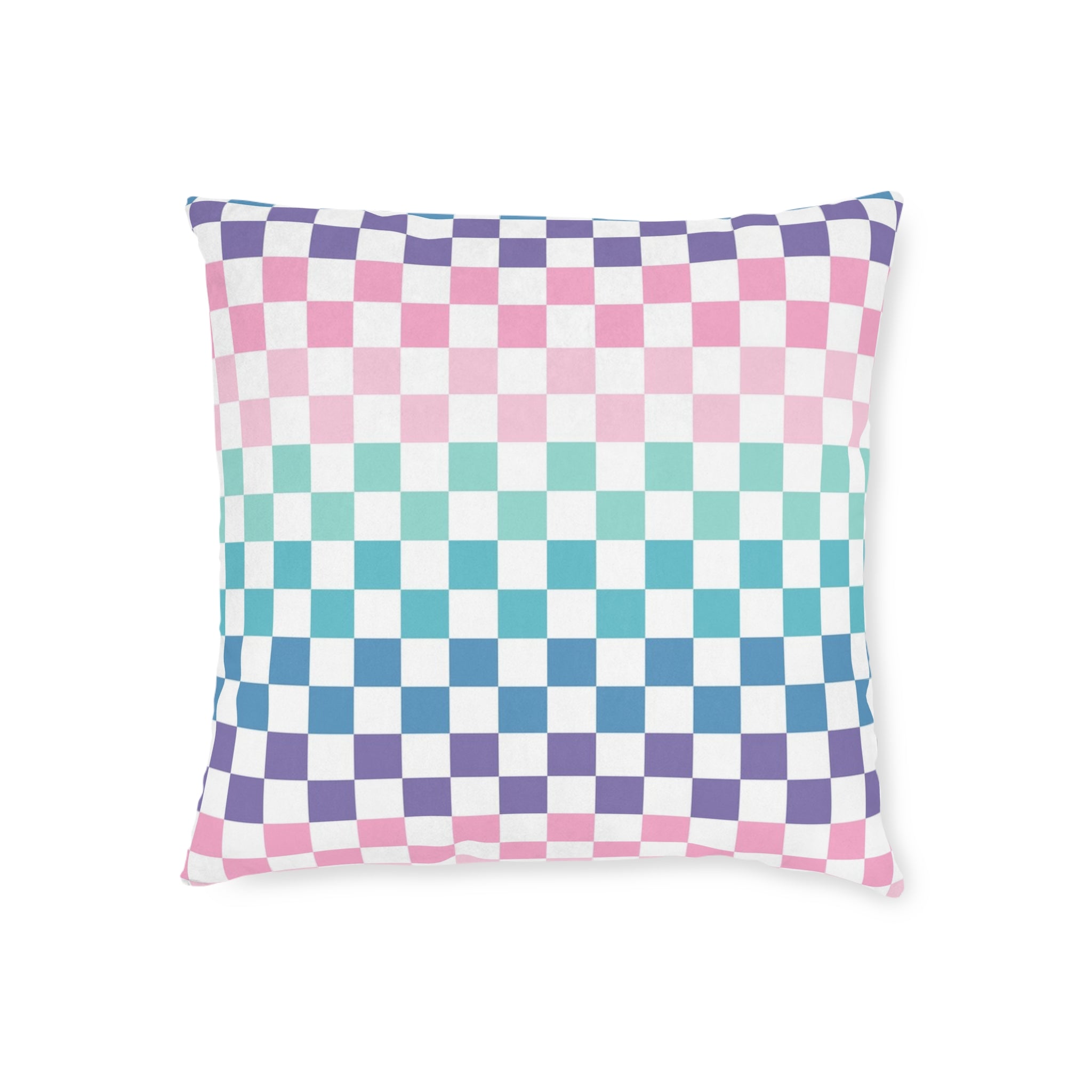 Vaporwave Rainbow  Checkerboard Multi-Color Square Pillow, Artsulli - Art is Long, Life is Short, Home Decor, Size, 18" × 18", , , , , 16238334846896385677