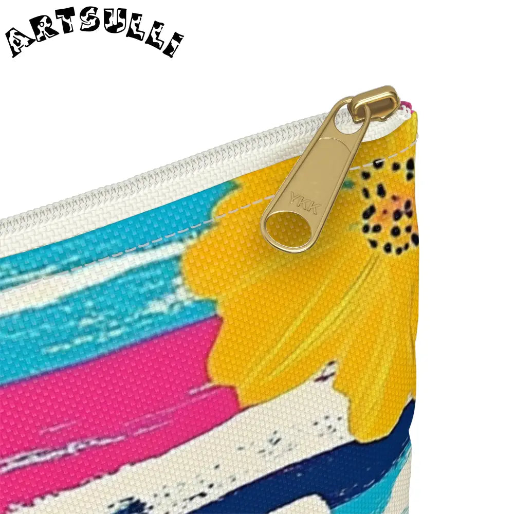 JAKKOUTTHEBXX Dayglo Floral Stripes II Multi-Color Accessory Pouch