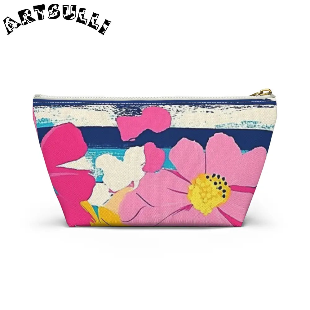 JAKKOUTTHEBXX Dayglo Floral Stripes Multi-Color Accessory Pouch w