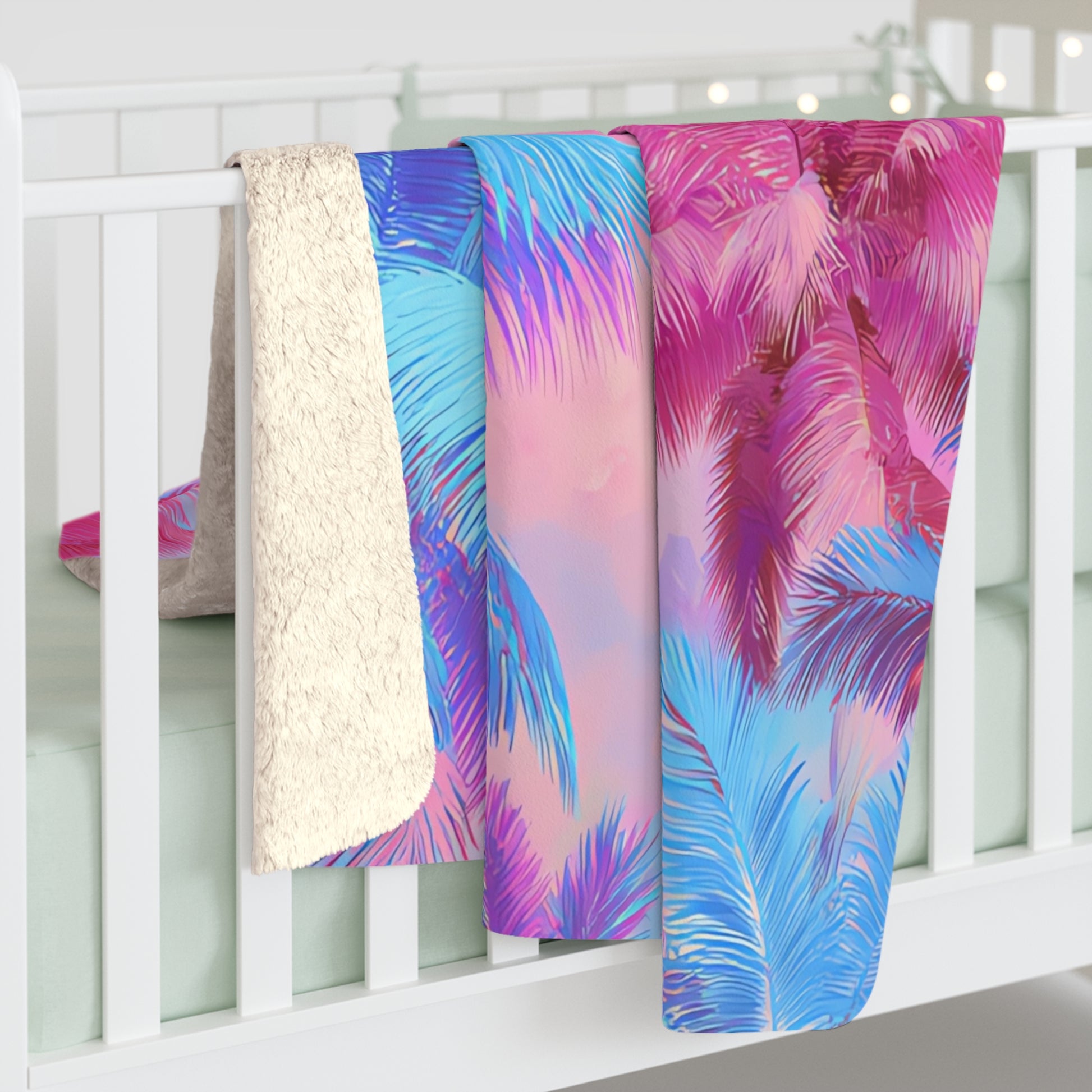 Ethereal Pastel Palms Sherpa Fleece Blanket, Artsulli - Art is Long, Life is Short, Home Decor, , , , , , , 