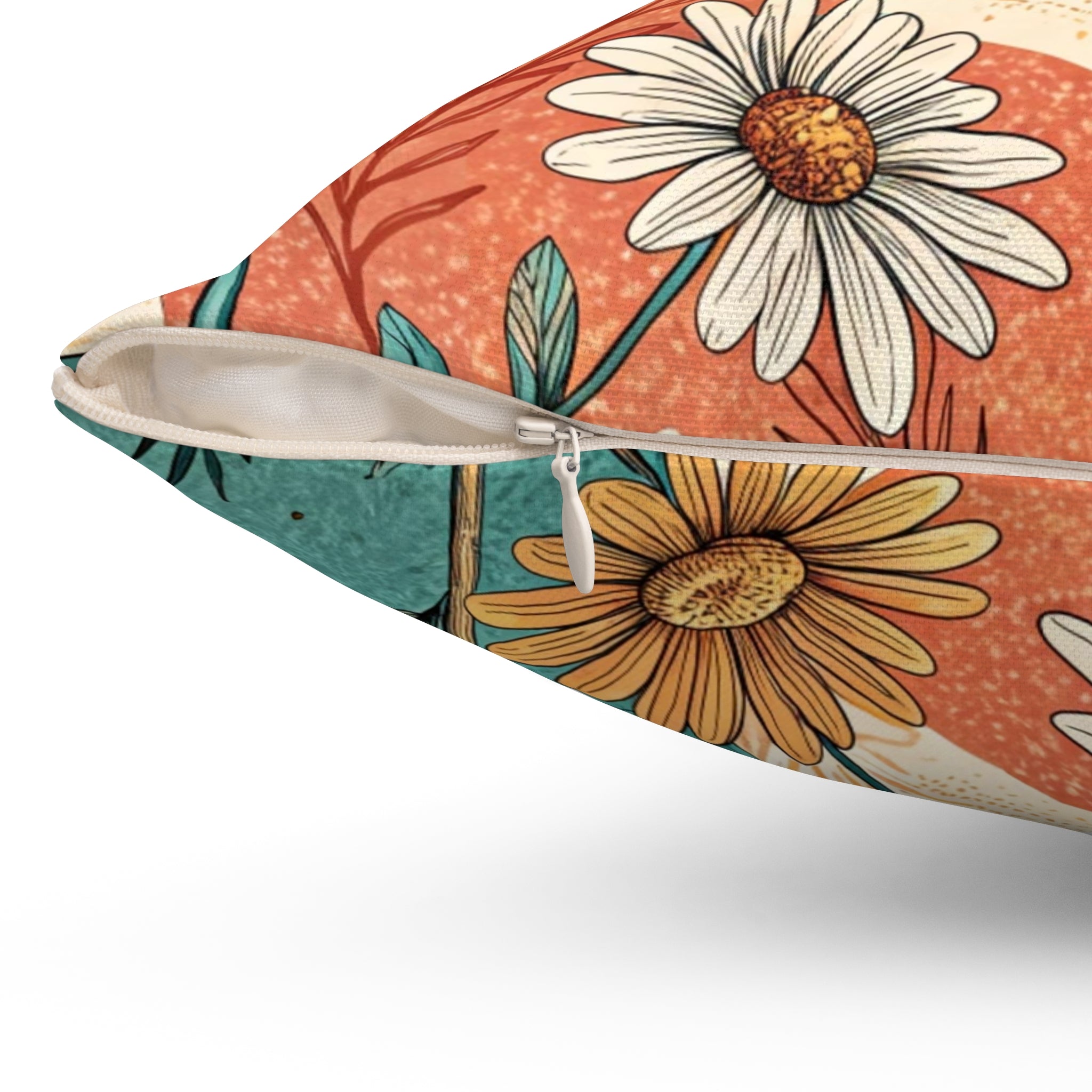 Retro Daisy Dream Spun Polyester Square Pillow, Artsulli - Art is Long, Life is Short, Home Decor, , , , , , , 