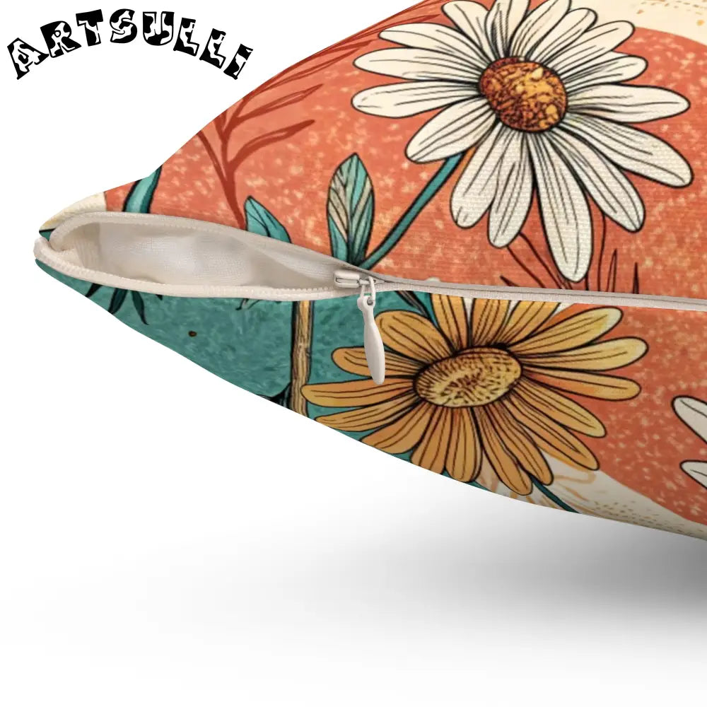 JAKKOUTTHEBXX Retro Daisy Dream Spun Polyester Square Pillow