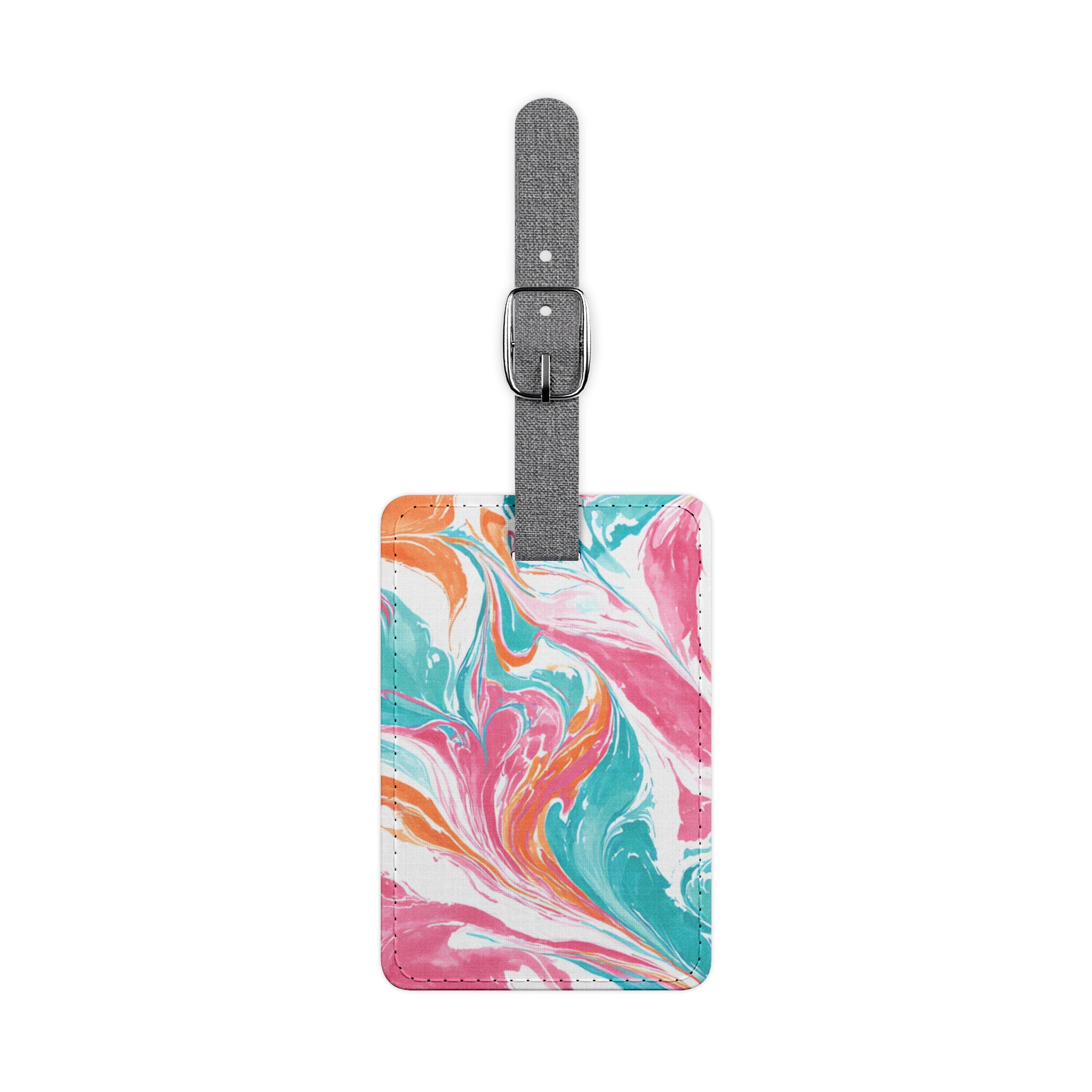 Liquid Pastel Spill Multi-Color Saffiano Polyester Luggage Tag, Rectangle, Artsulli - Art is Long, Life is Short, Accessories, Size, One size, Shape, Rectangle, , , 66168496918953308553