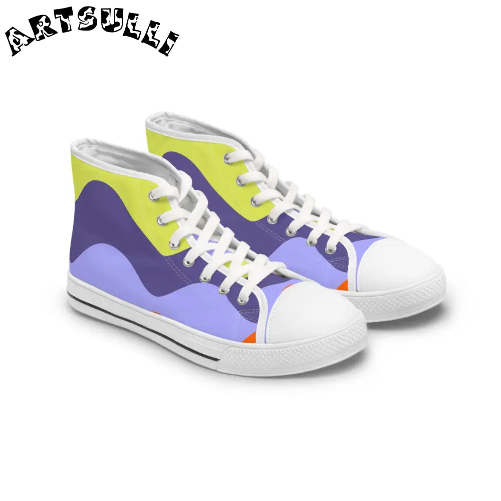 JAKKOUTTHEBXX Waves Blue and Yellow Women’s High Top Sneakers