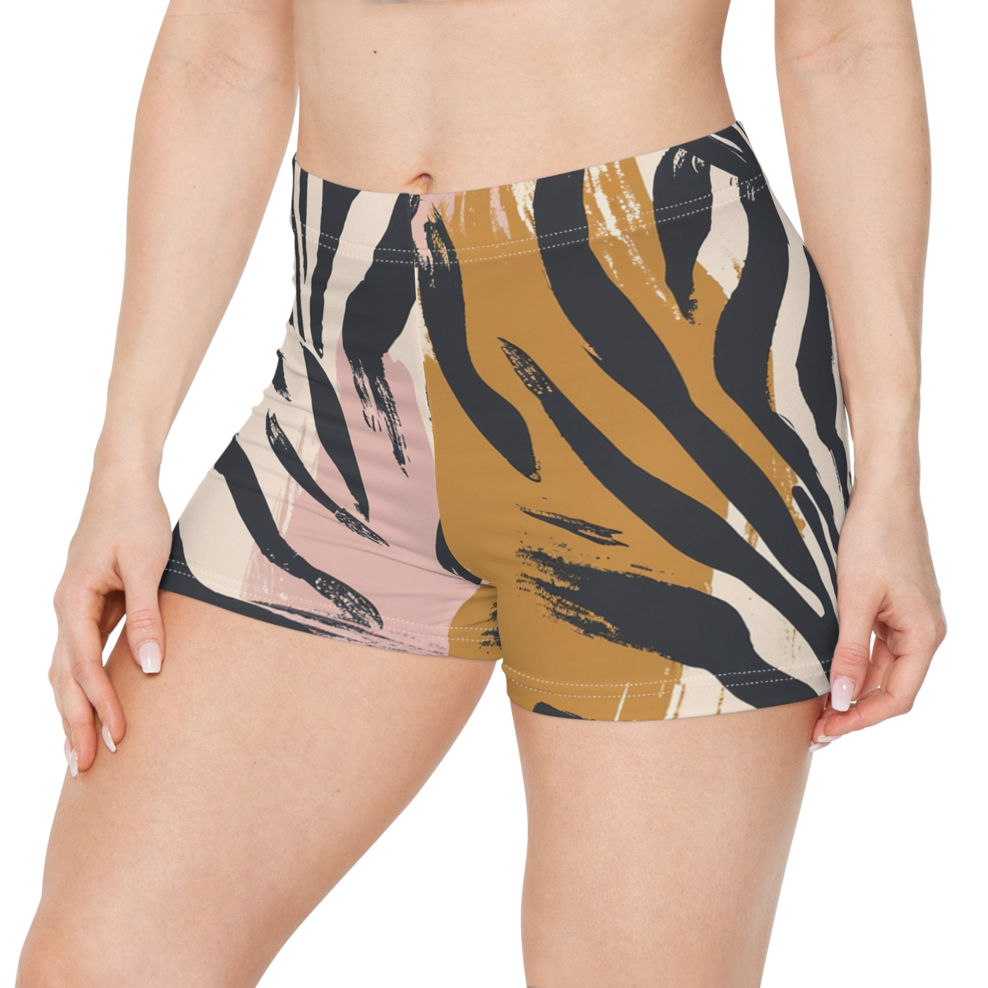 Beige Zebra Jungle Flats Women's Shorts (AOP), Artsulli - Art is Long, Life is Short, All Over Prints, , , , , , , 