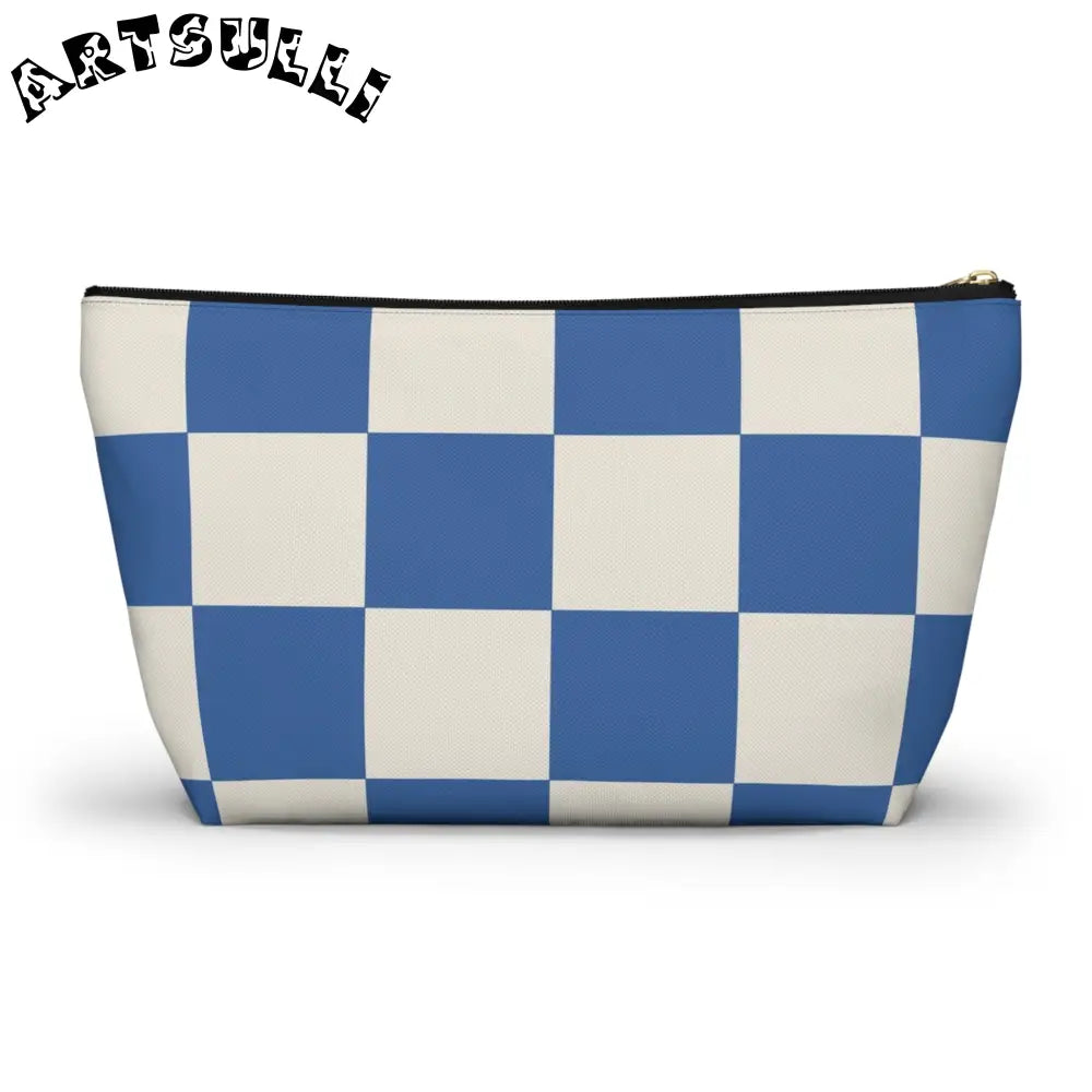 JAKKOUTTHEBXX Checkerboard Blue Accessory Pouch w T-bottom