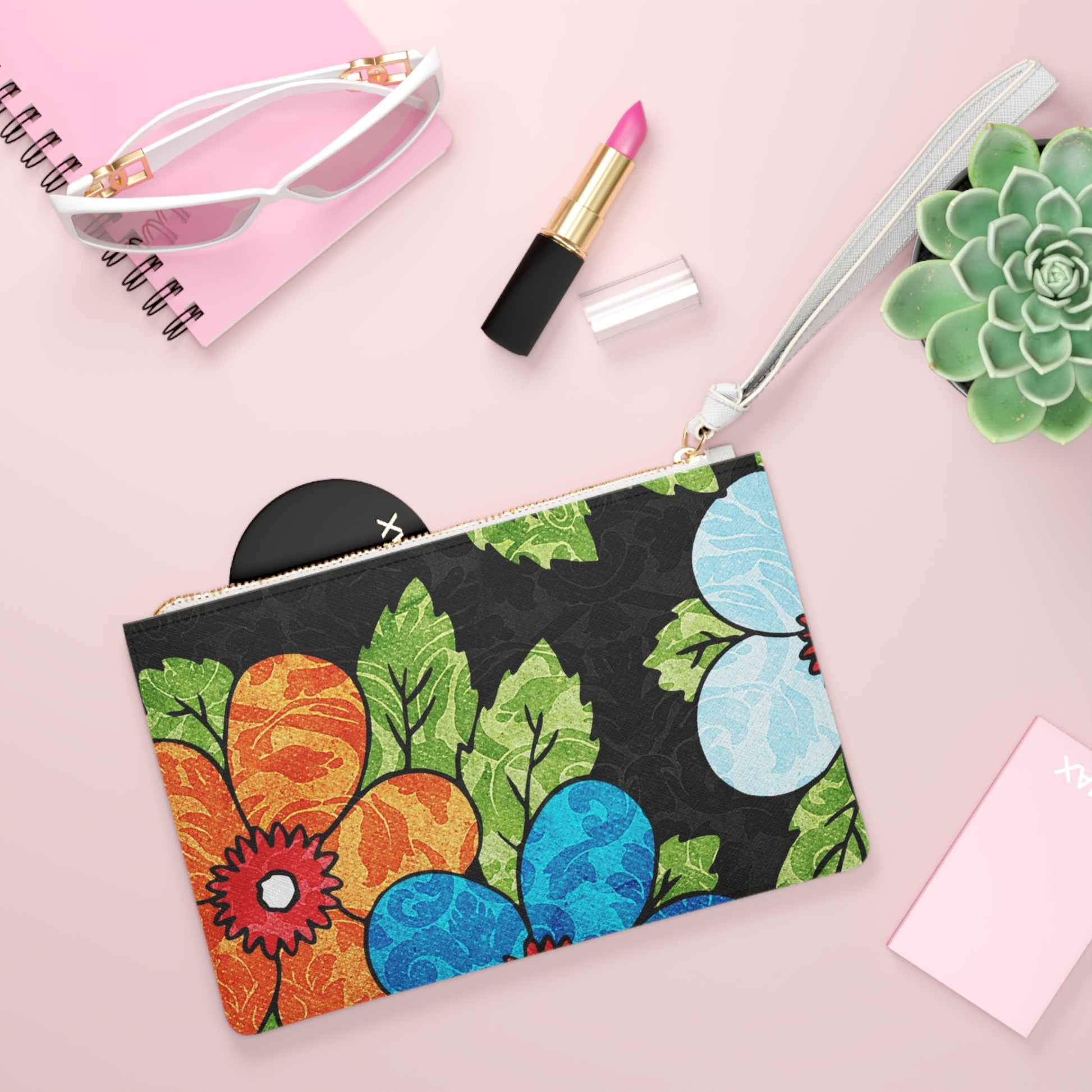 Groovy Black Floral Kl Clutch Bag, Artsulli - Art is Long, Life is Short, Bags, , , , , , , 
