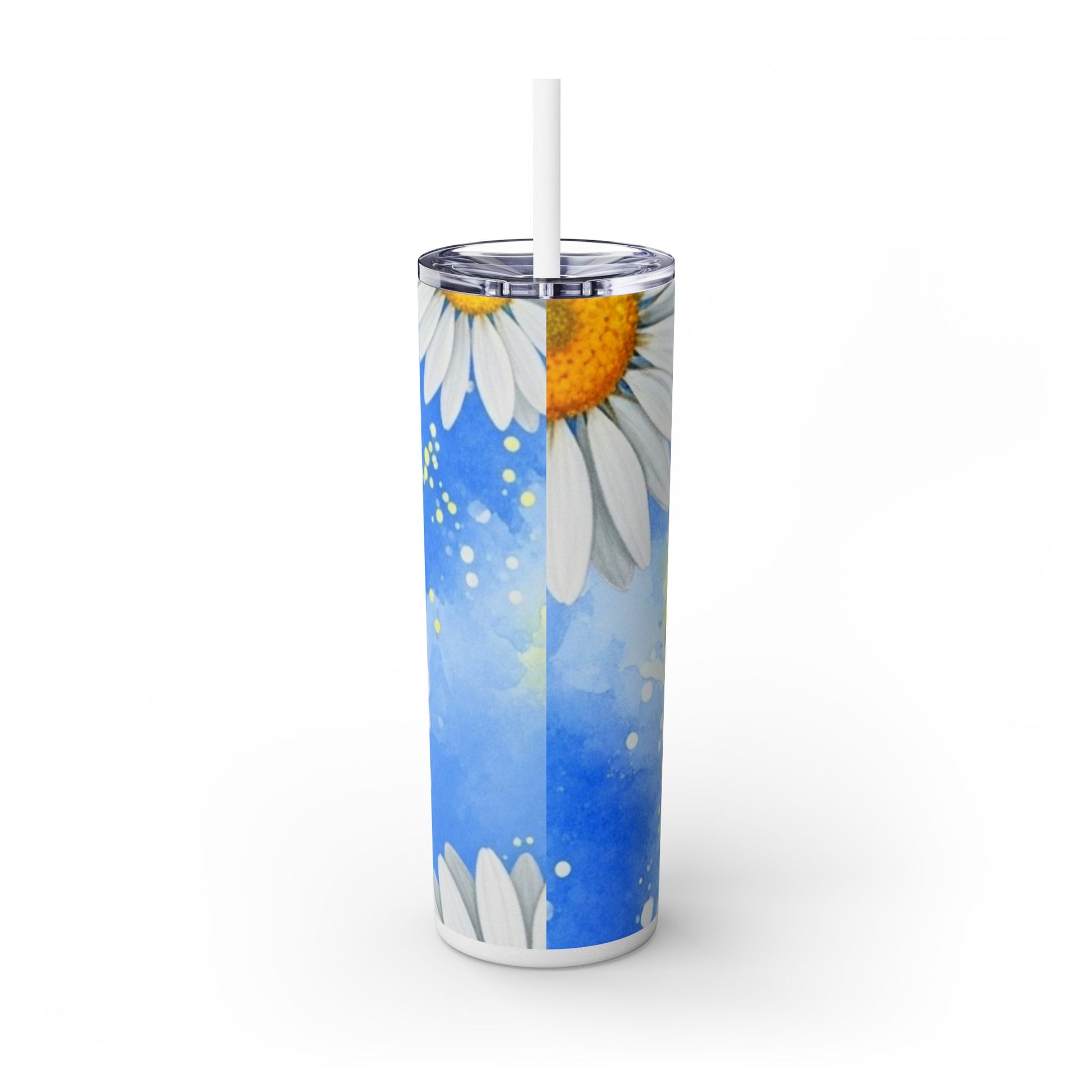 Daisies Skinny Tumbler with Straw, 20oz, Artsulli - Art is Long, Life is Short, Mug, , , , , , , 