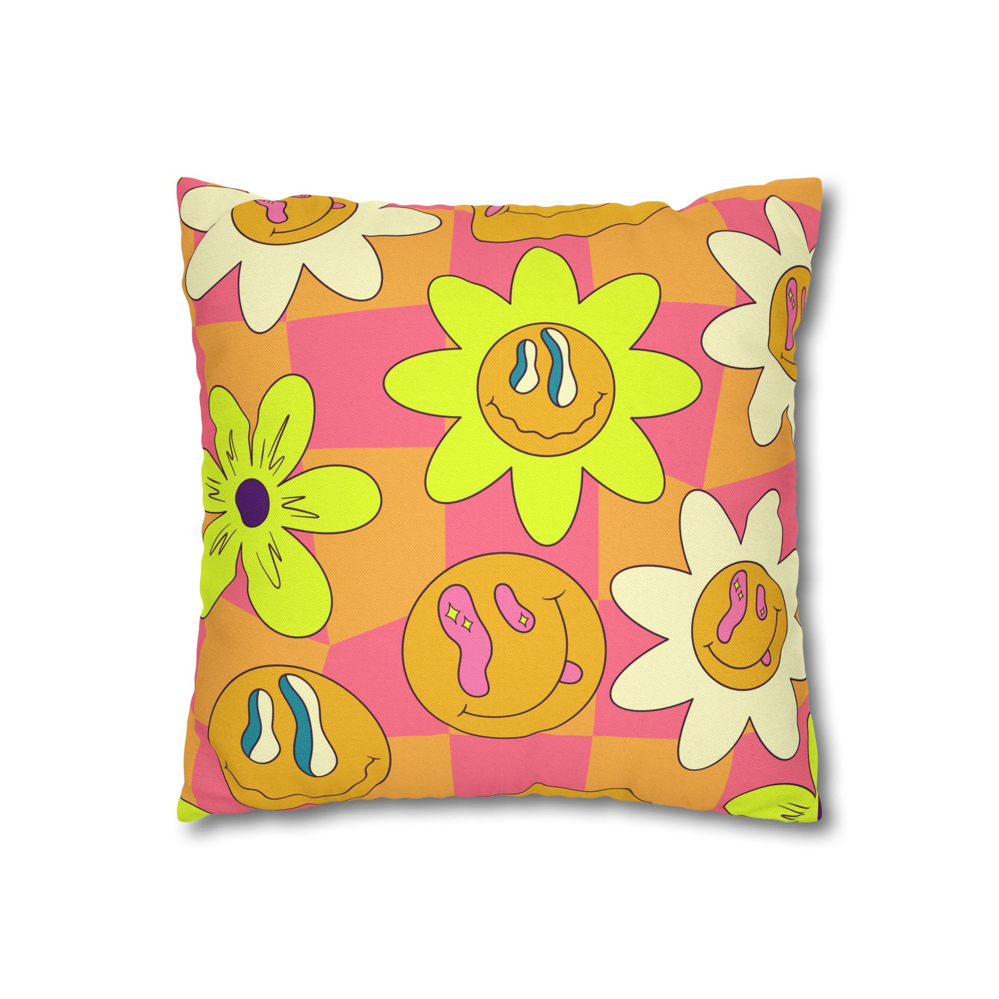 Trippy Sour Face Rave Spun Polyester Square Pillowcase, Artsulli - Art is Long, Life is Short, Home Decor, , , , , , , 