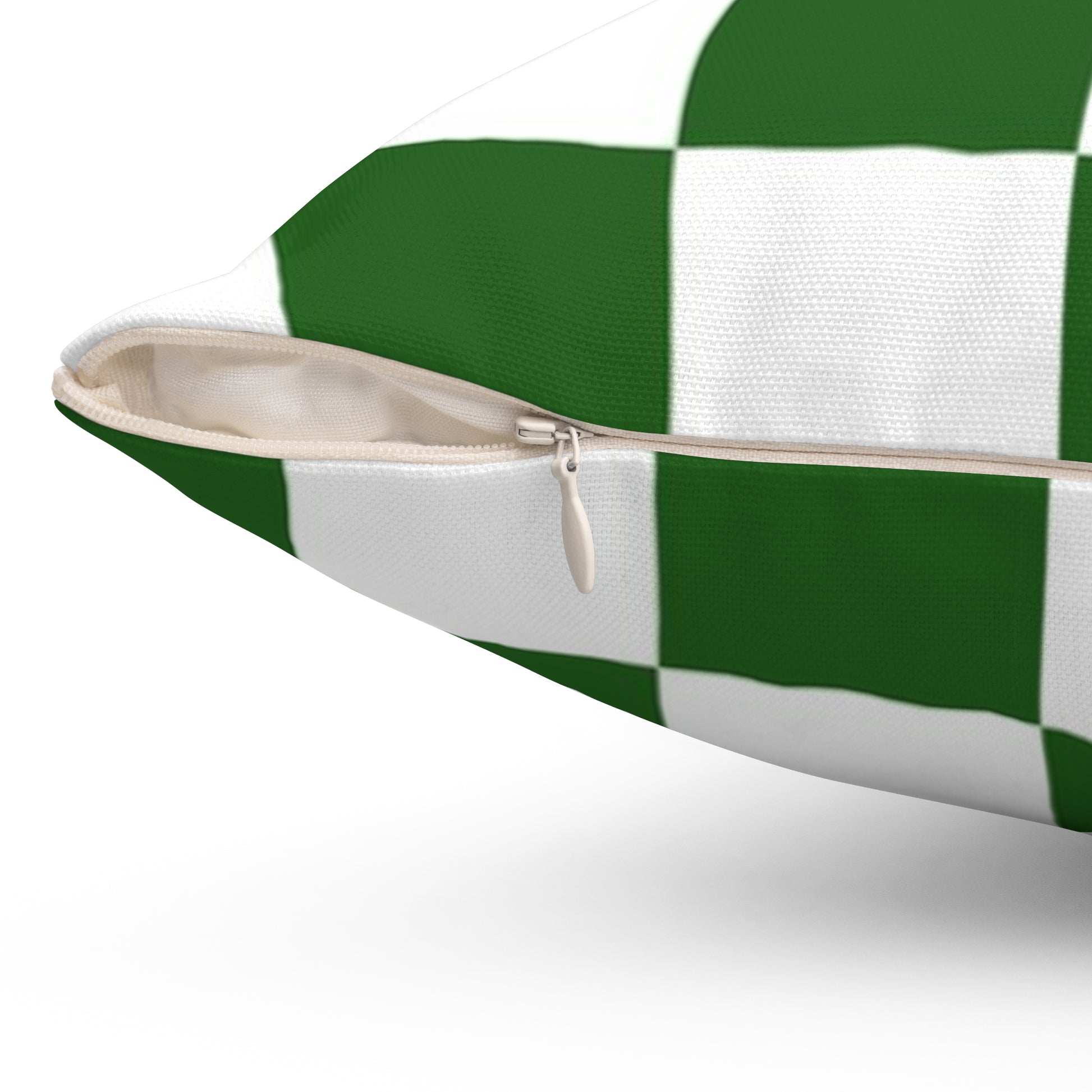 Checkerboard White and Dark Green Spun Polyester Square Pillow, Artsulli - Art is Long, Life is Short, Home Decor, , , , , , , 