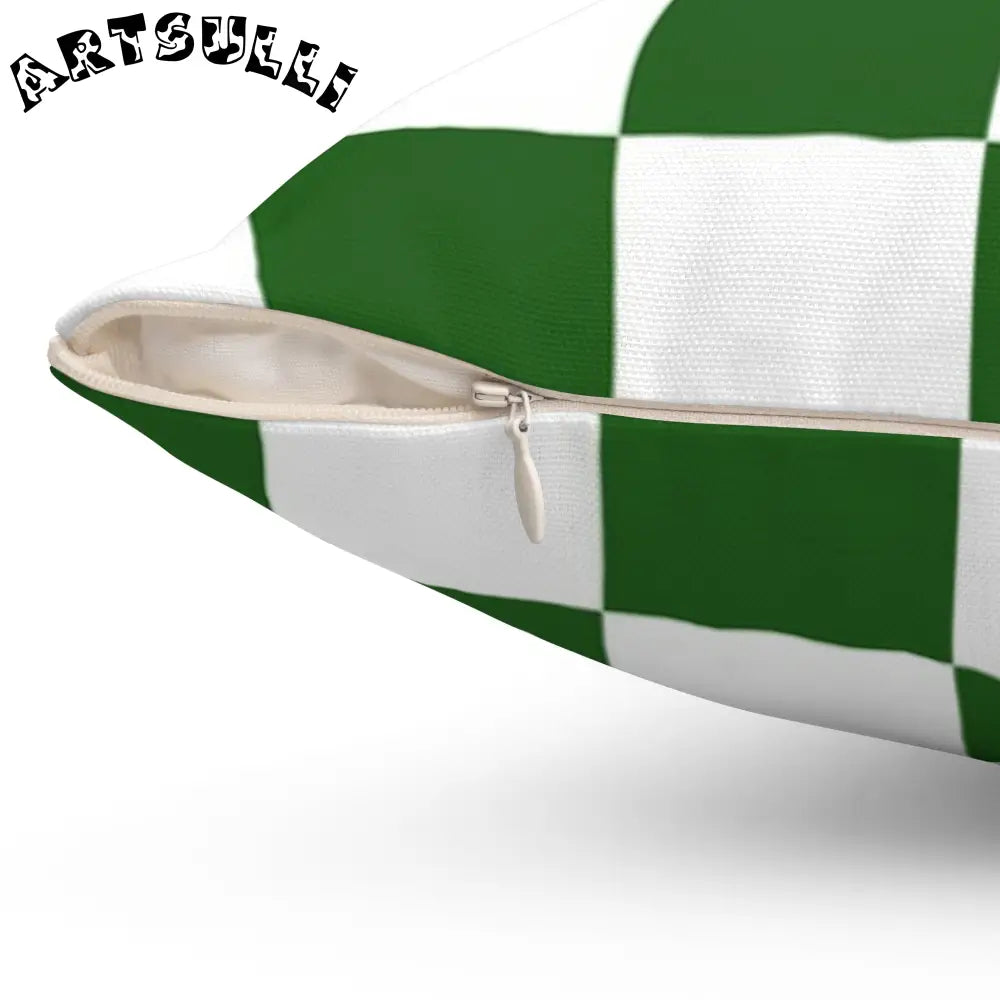JAKKOUTTHEBXX Checkerboard White and Dark Green Spun Polyester
