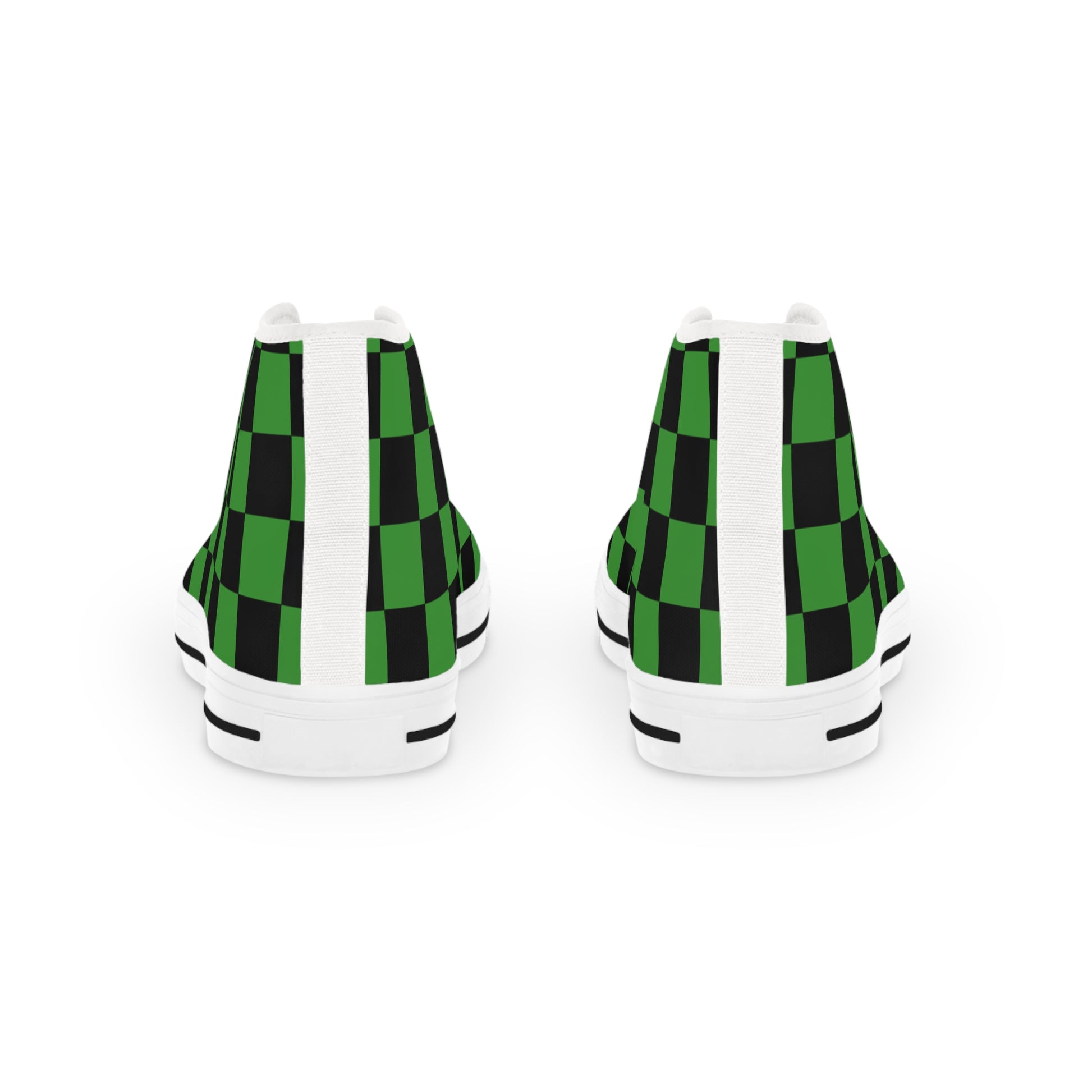 Checkerboard Green and Black Men's High Top Sneakers, Artsulli - Art is Long, Life is Short, Shoes, , , , , , , 