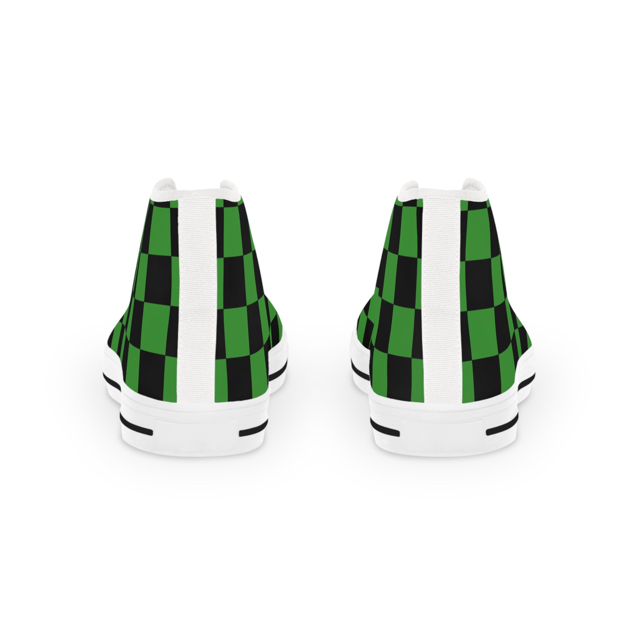Checkerboard Green and Black Men's High Top Sneakers, Artsulli - Art is Long, Life is Short, Shoes, , , , , , , 