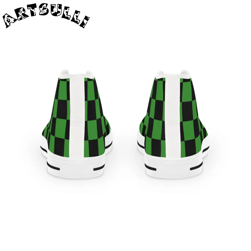 JAKKOUTTHEBXX Checkerboard Green and Black Men’s High Top Sneakers