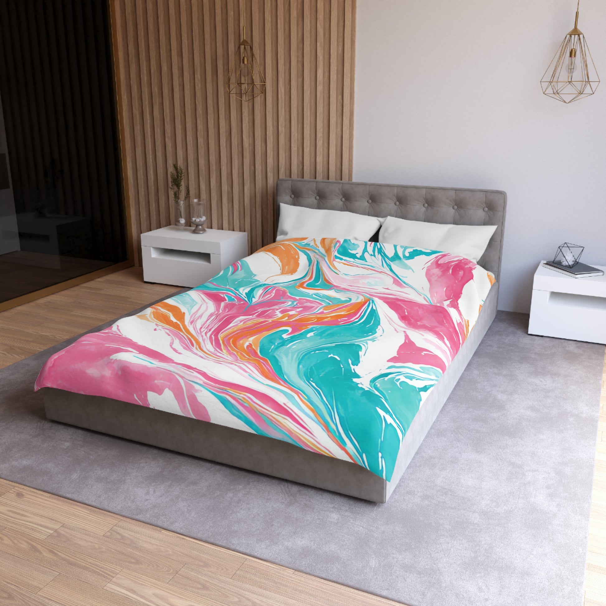 Liquid Pastel Spill Multi-Color Microfiber Duvet Cover, Artsulli - Art is Long, Life is Short, Home Decor, , , , , , , 