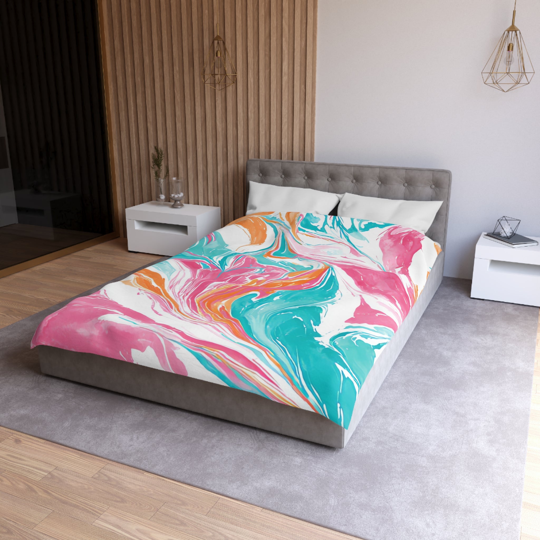 Liquid Pastel Spill Multi-Color Microfiber Duvet Cover, Artsulli - Art is Long, Life is Short, Home Decor, , , , , , , 