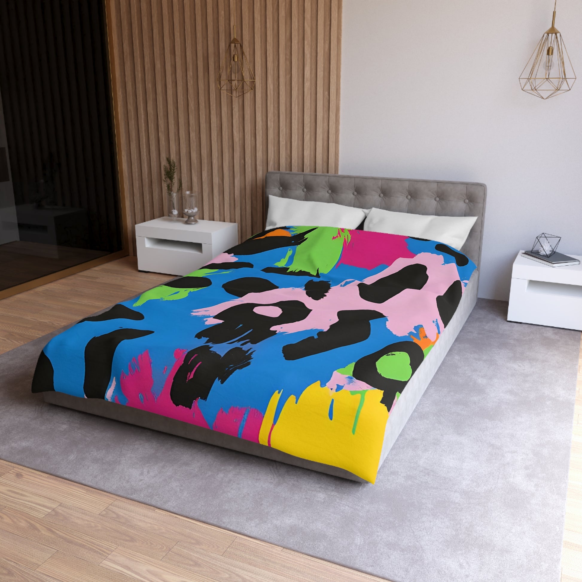 90s Neon Microfiber Duvet Cover, Artsulli - Art is Long, Life is Short, Home Decor, , , , , , , 