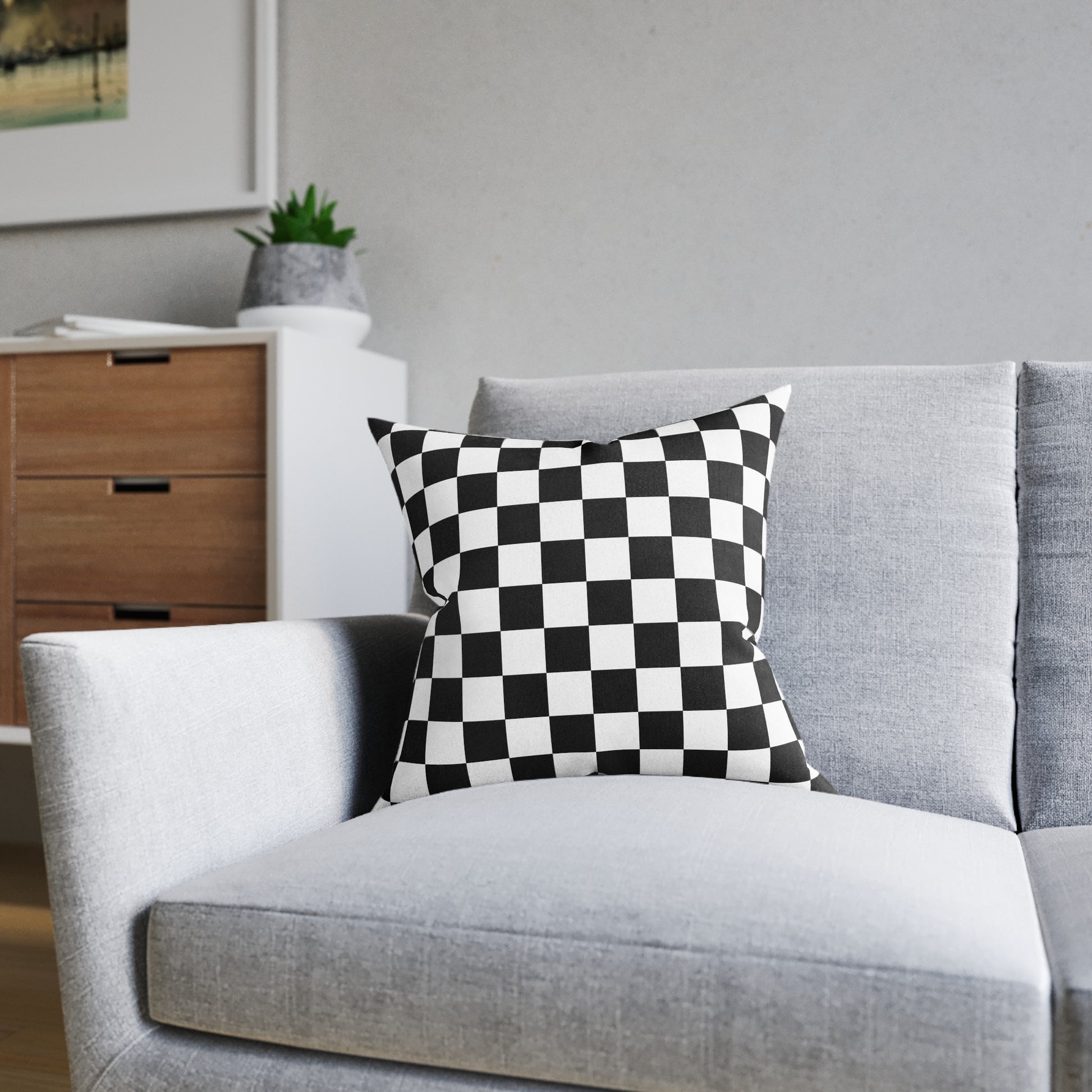 Checkerboard Black and White Square Pillow, Artsulli - Art is Long, Life is Short, Home Decor, , , , , , , 