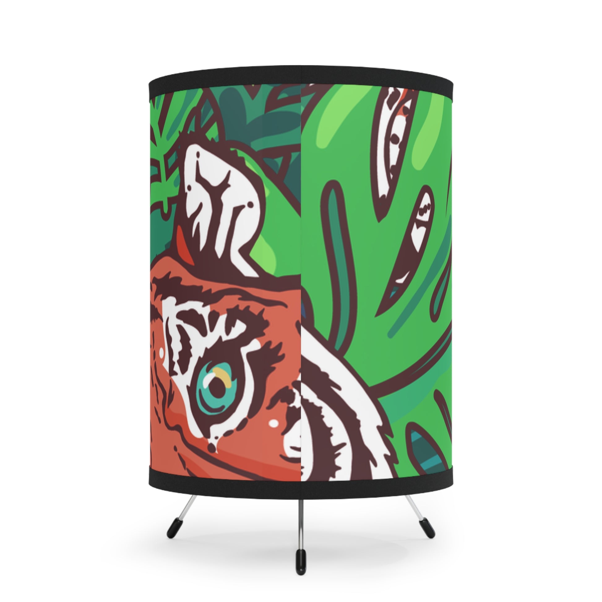 Tropical Jungle Tigers Blue and Green Tripod Lamp with High-Res Printed Shade, US\CA plug, Artsulli - Art is Long, Life is Short, Home Decor, , , , , , , 