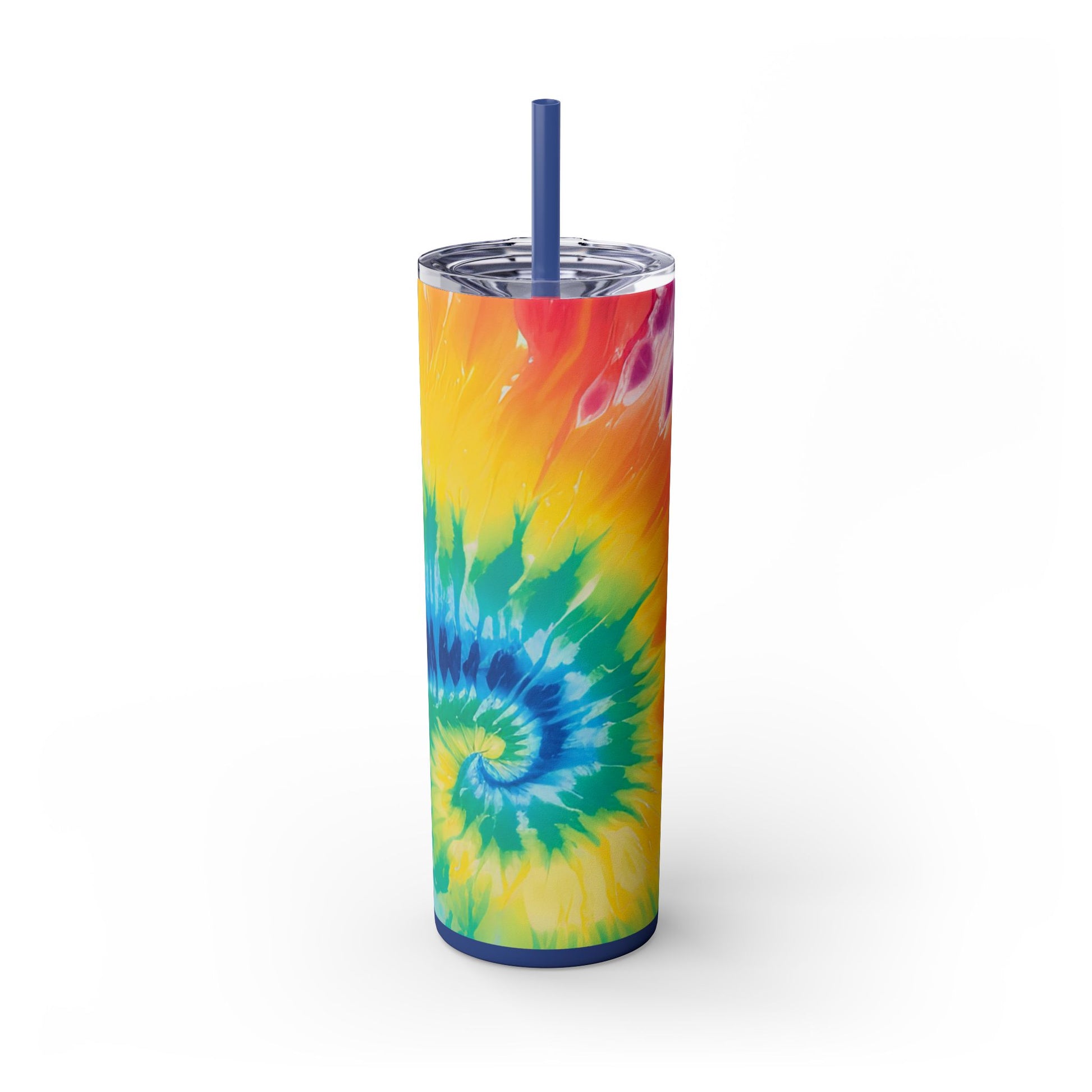 Tie Dye Skinny Tumbler with Straw, 20oz, Artsulli - Art is Long, Life is Short, Mug, , , , , , , 