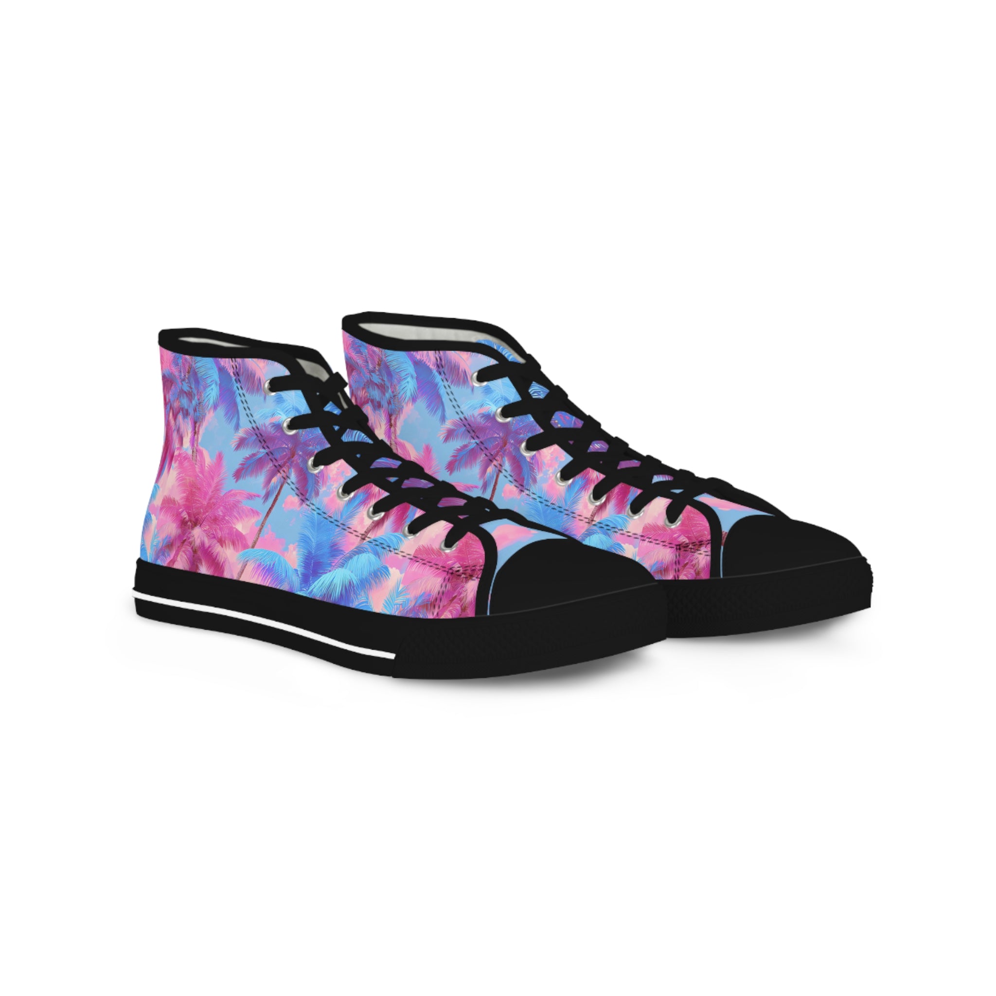 Ethereal Pastel Palms II Men's High Top Sneakers, Artsulli - Art is Long, Life is Short, Shoes, Size, US 5, Color, Black sole, , , 17924447891044156560
