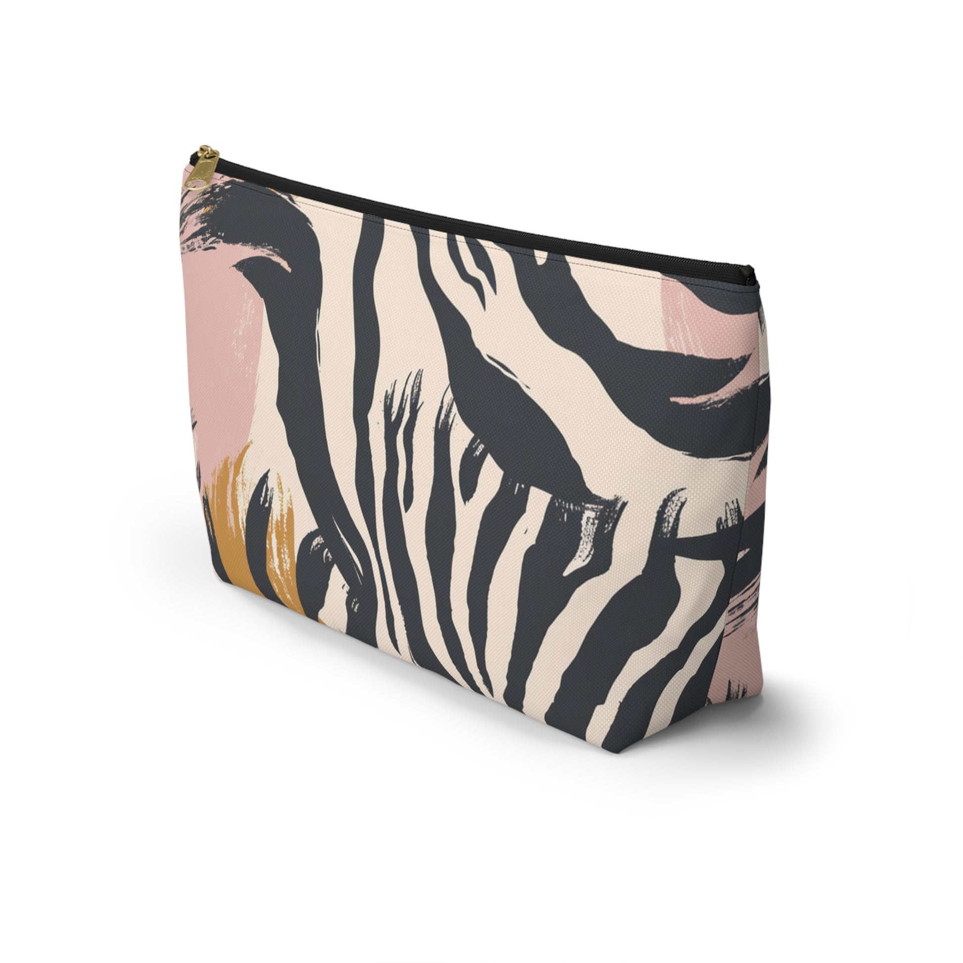 Zebra Brush Strokes Accessory Pouch w T-bottom, Artsulli - Art is Long, Life is Short, Bags, , , , , , , 