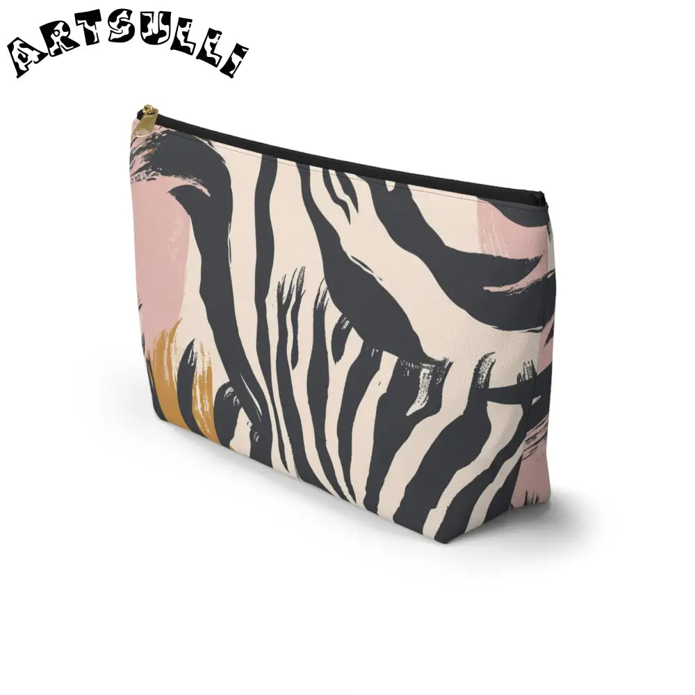 JAKKOUTTHEBXX Zebra Stripe And Brushstroke Cosmetic Pouch In Pink