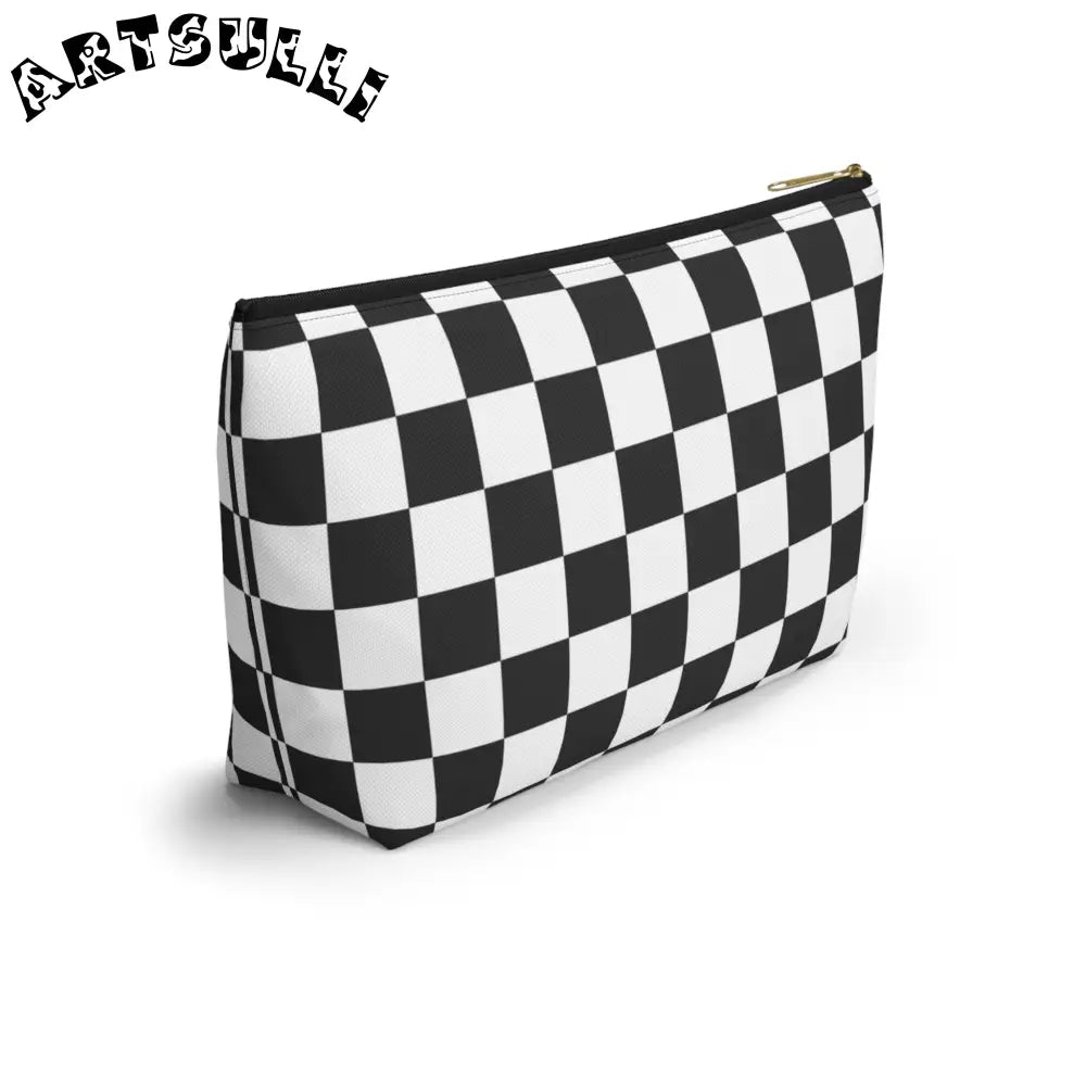 JAKKOUTTHEBXX Checkerboard White and Black Accessory Pouch w