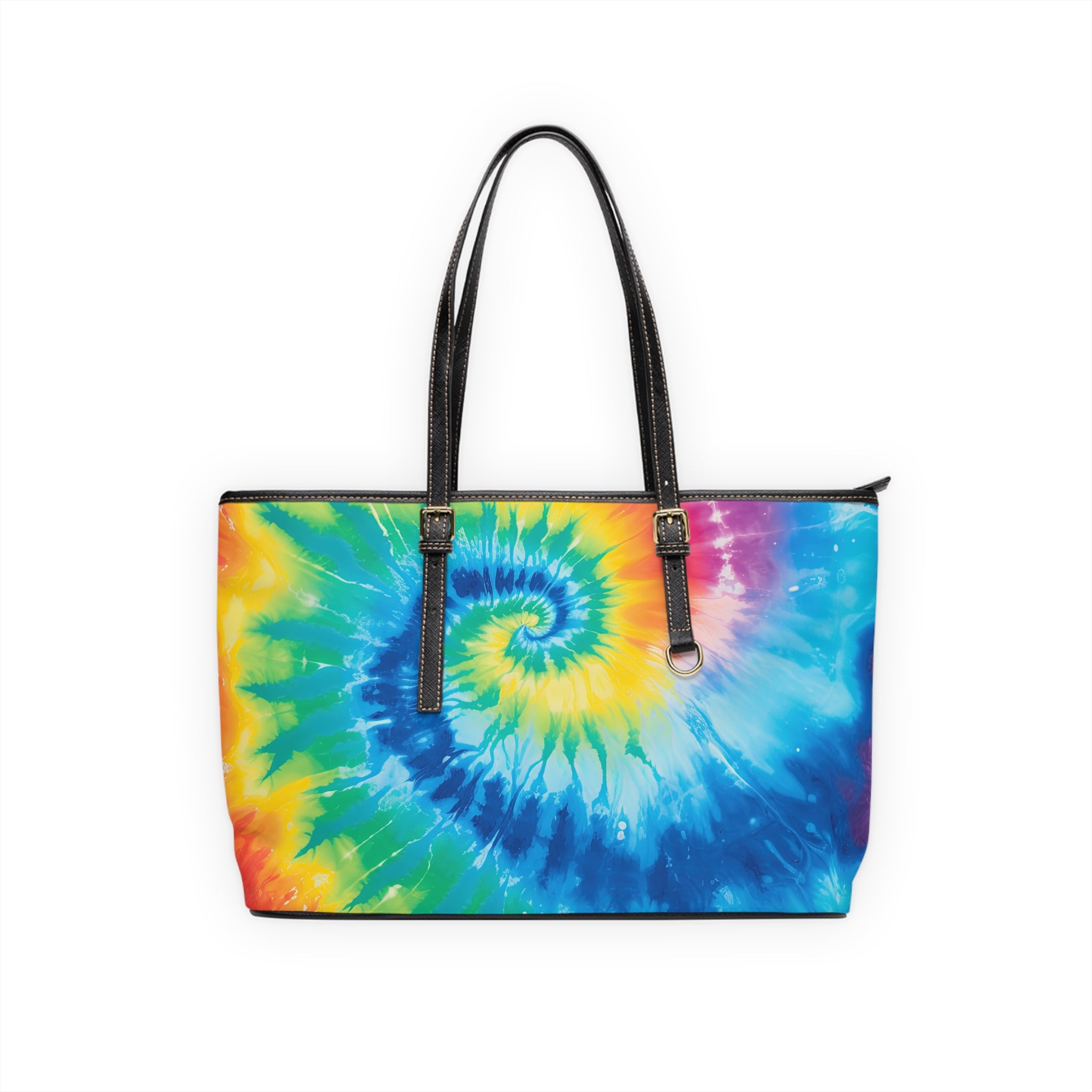 Tie Dye PU Leather Shoulder Bag, Artsulli - Art is Long, Life is Short, Bags, Size, 17" x 11", Color, Black, , , 26021678082075770438