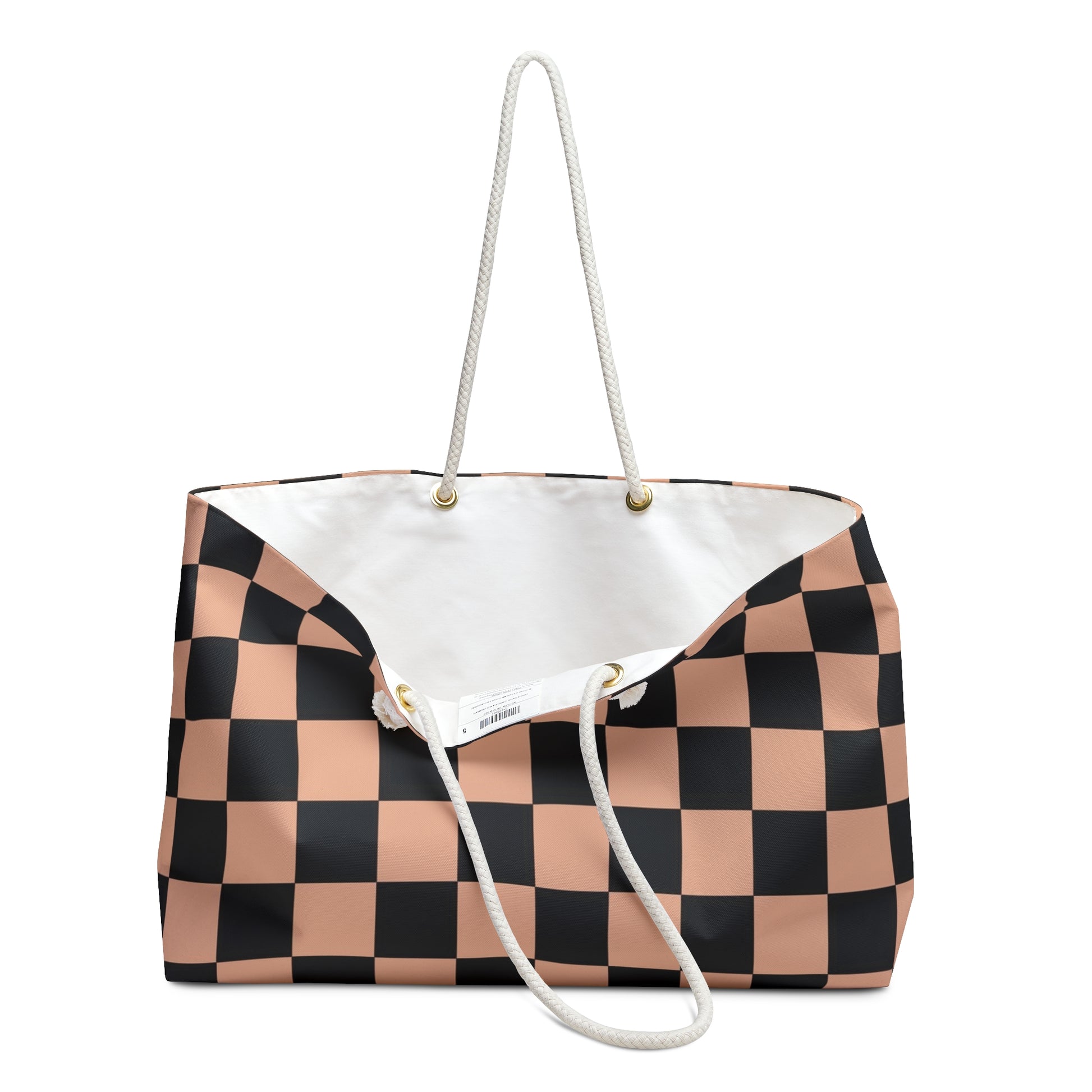 Checkerboard Soft Orange and Black Weekender Bag, Artsulli - Art is Long, Life is Short, Bags, , , , , , , 
