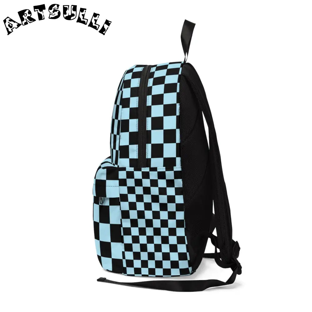 JAKKOUTTHEBXX Checkerboard Black and Blue Unisex Classic Backpack