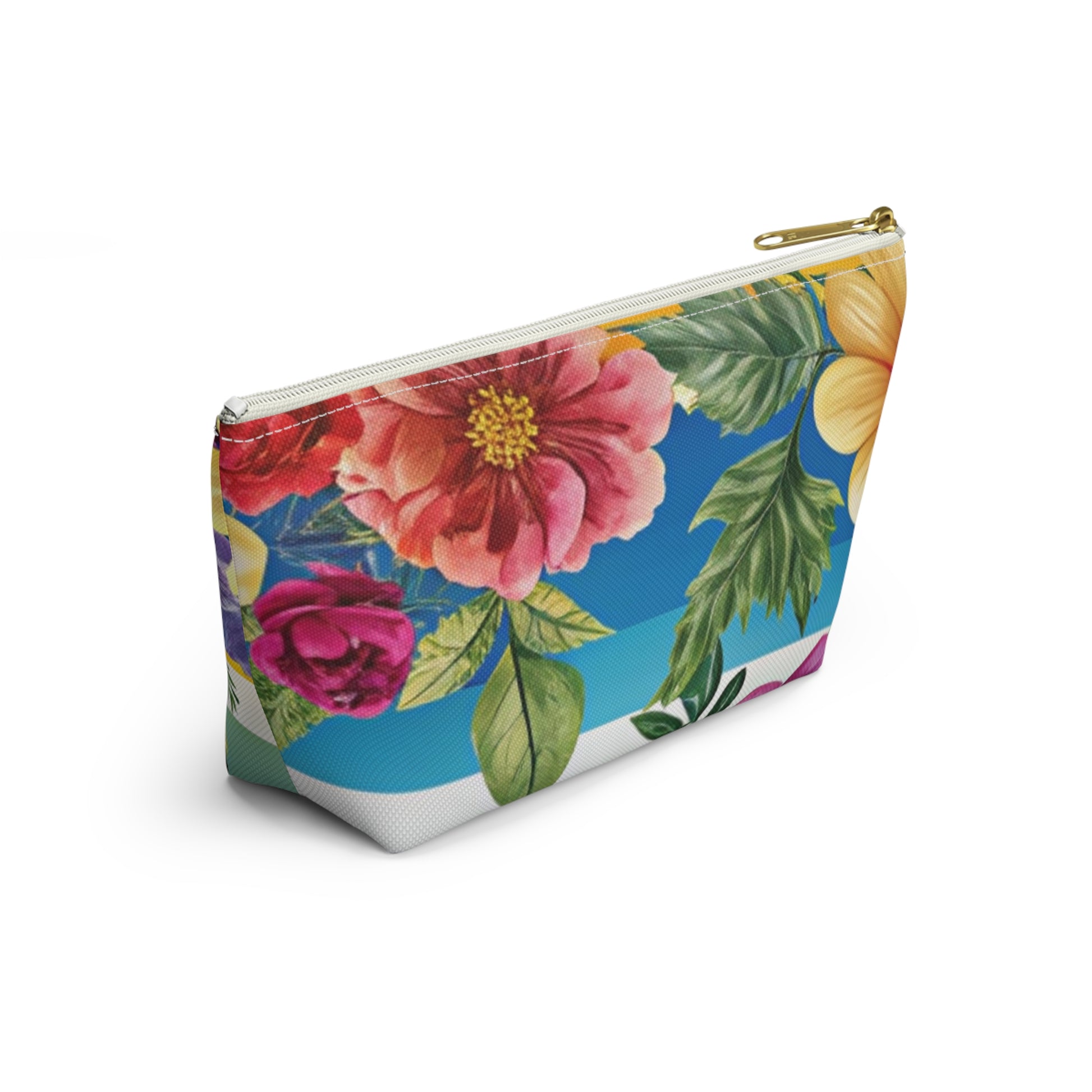 Floral Stripe 4K Accessory Pouch w T-bottom, Artsulli - Art is Long, Life is Short, Bags, , , , , , , 