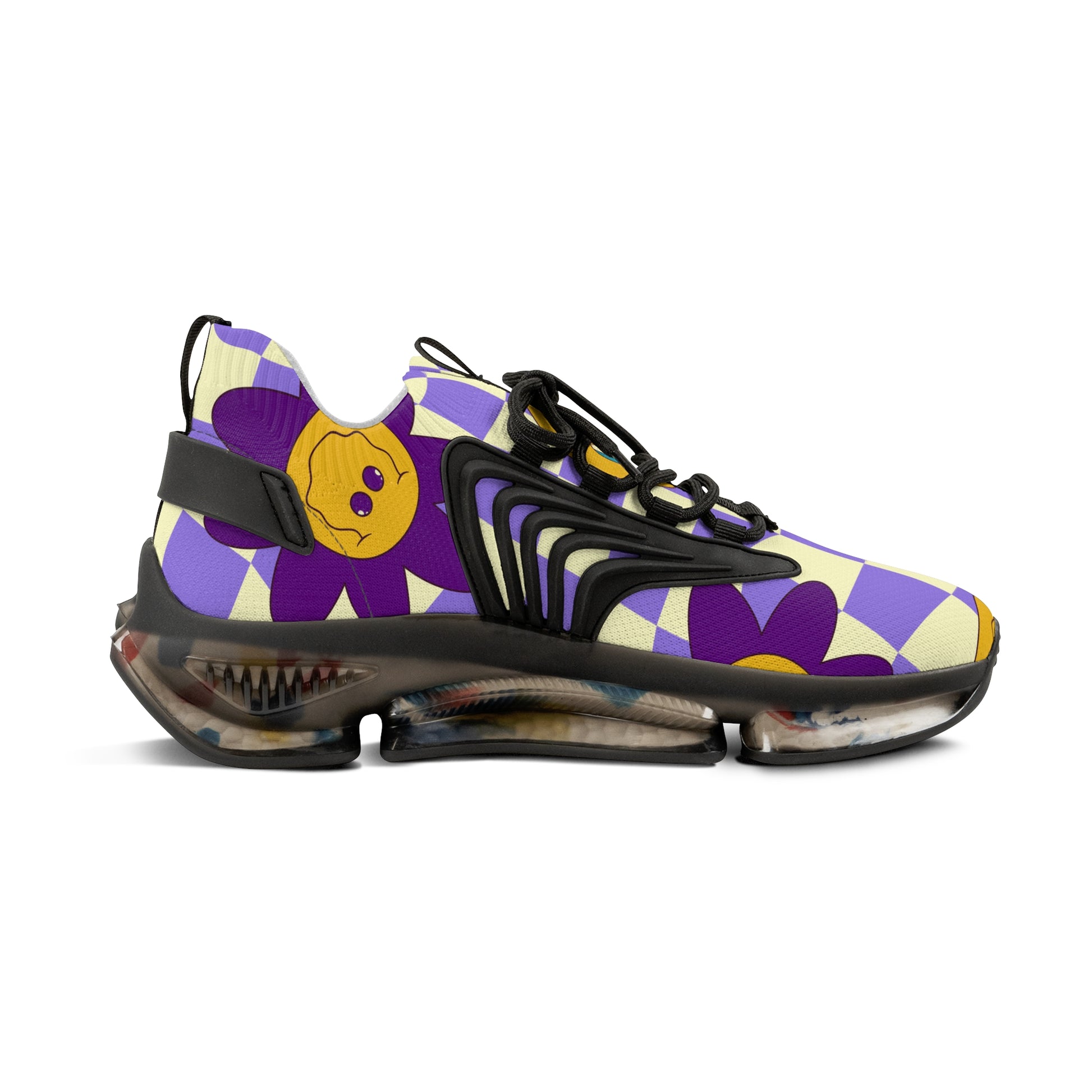 Trippy Flower Power Motifs Men's Mesh Sneakers, Artsulli - Art is Long, Life is Short, Shoes, , , , , , , 