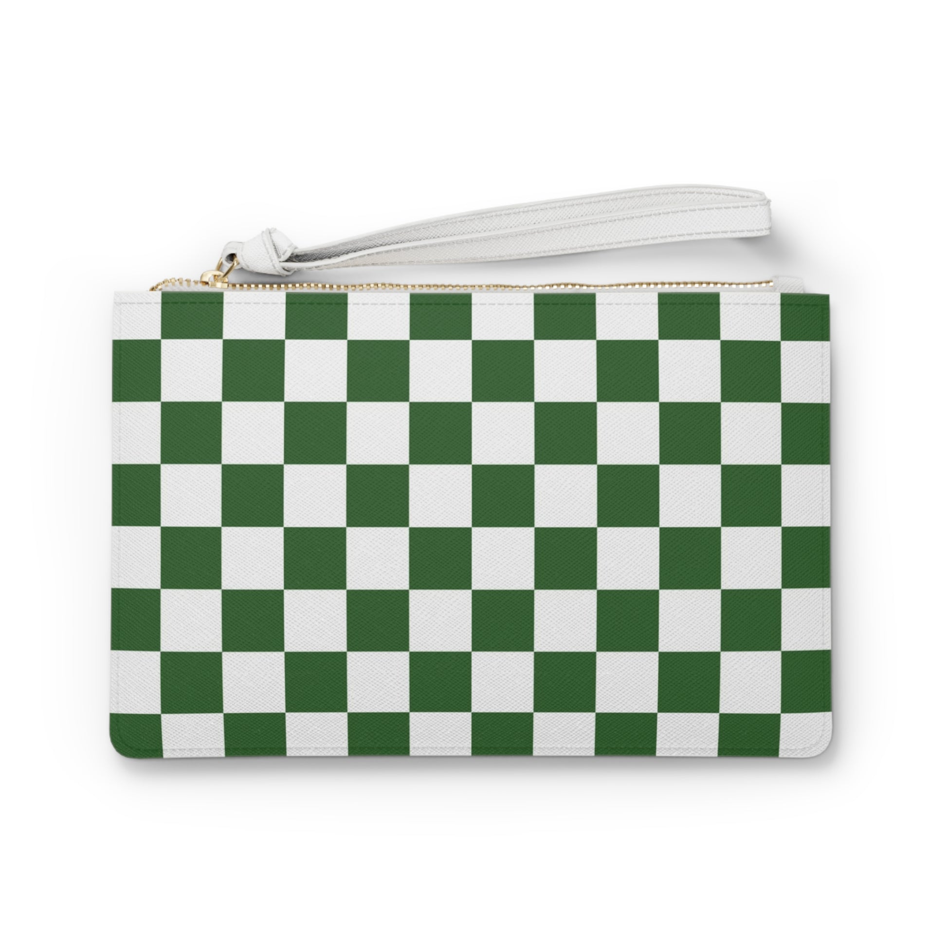 Checkerboard White and Dark Green Clutch Bag, Artsulli - Art is Long, Life is Short, Bags, Size, One size, , , , , 30991885345356061769