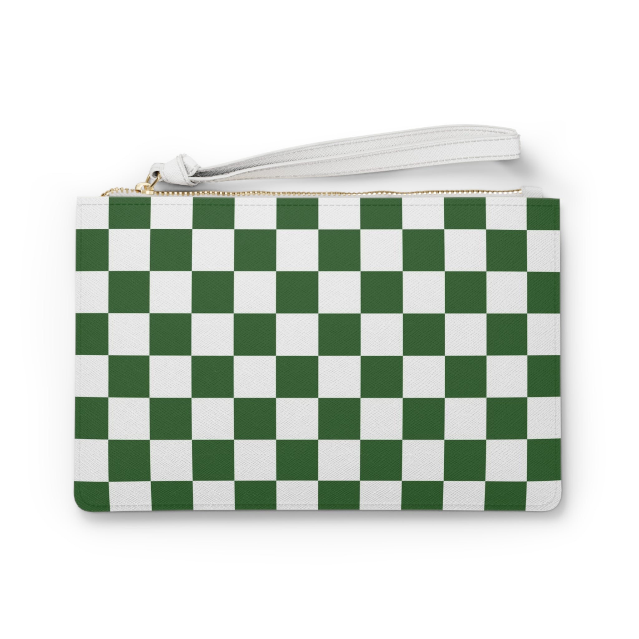 Checkerboard White and Dark Green Clutch Bag, Artsulli - Art is Long, Life is Short, Bags, Size, One size, , , , , 30991885345356061769
