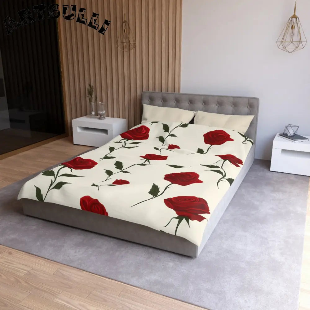 JAKKOUTTHEBXX Red Roses Microfiber Duvet Cover JAKKOUTTHEBXX