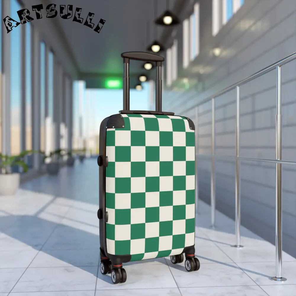 JAKKOUTTHEBXX Checkerboard Dark Green Suitcase JAKKOUTTHEBXX