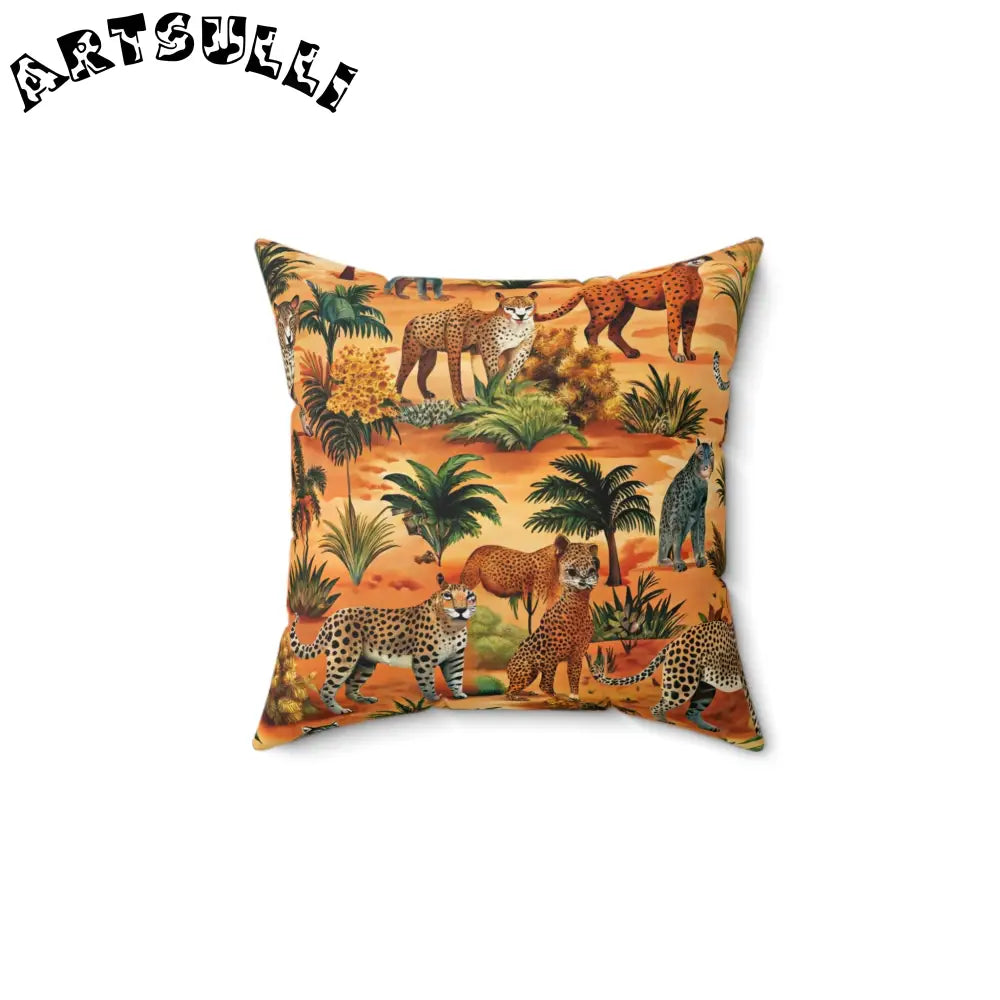 African Savannah Spun Polyester Square Pillow, Artsulli - Art is Long, Life is Short, Home Decor, Size, 14" × 14", , , , , 45801984039656738683